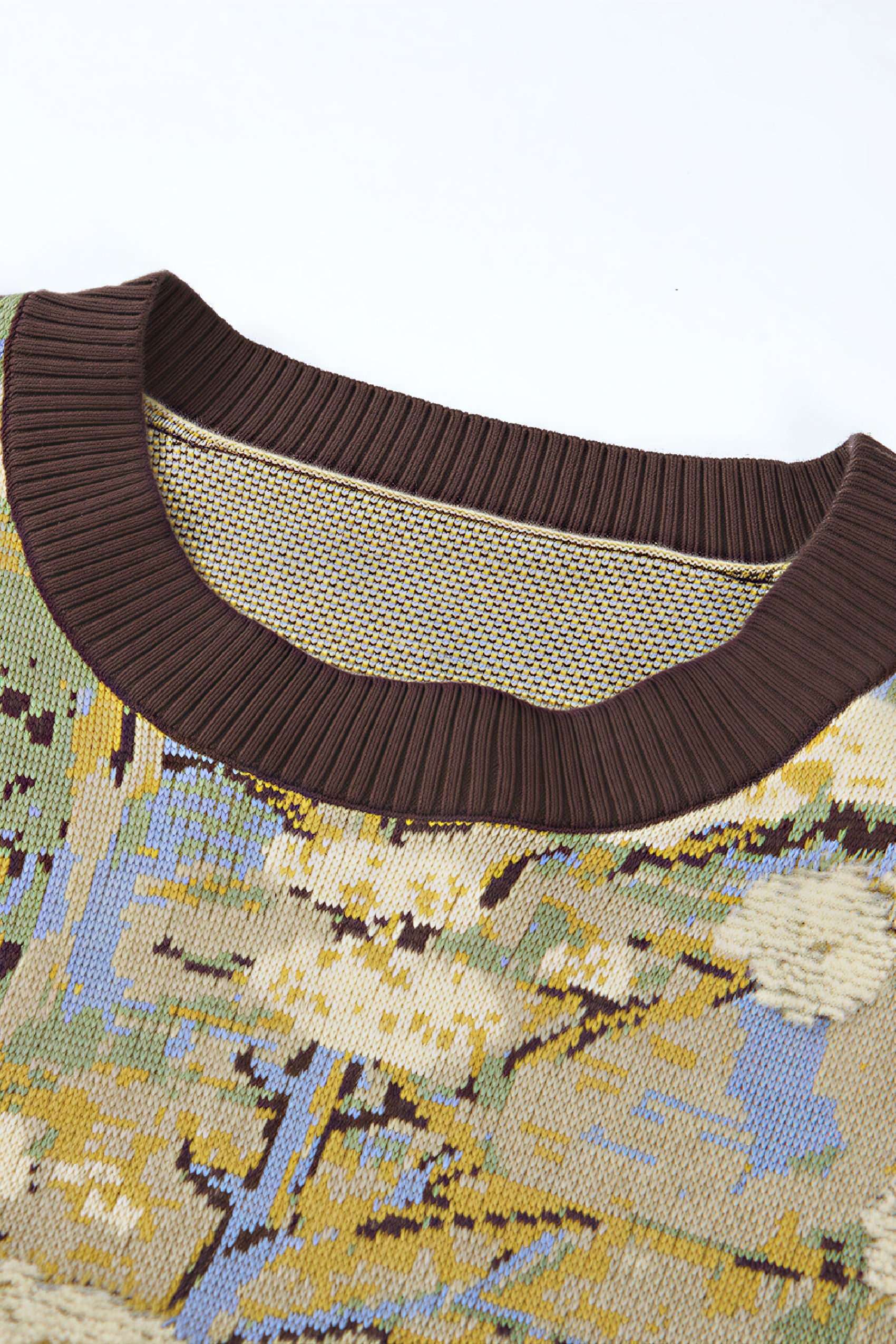 Van Gogh-Inspired Floral Patchwork Knit Dress