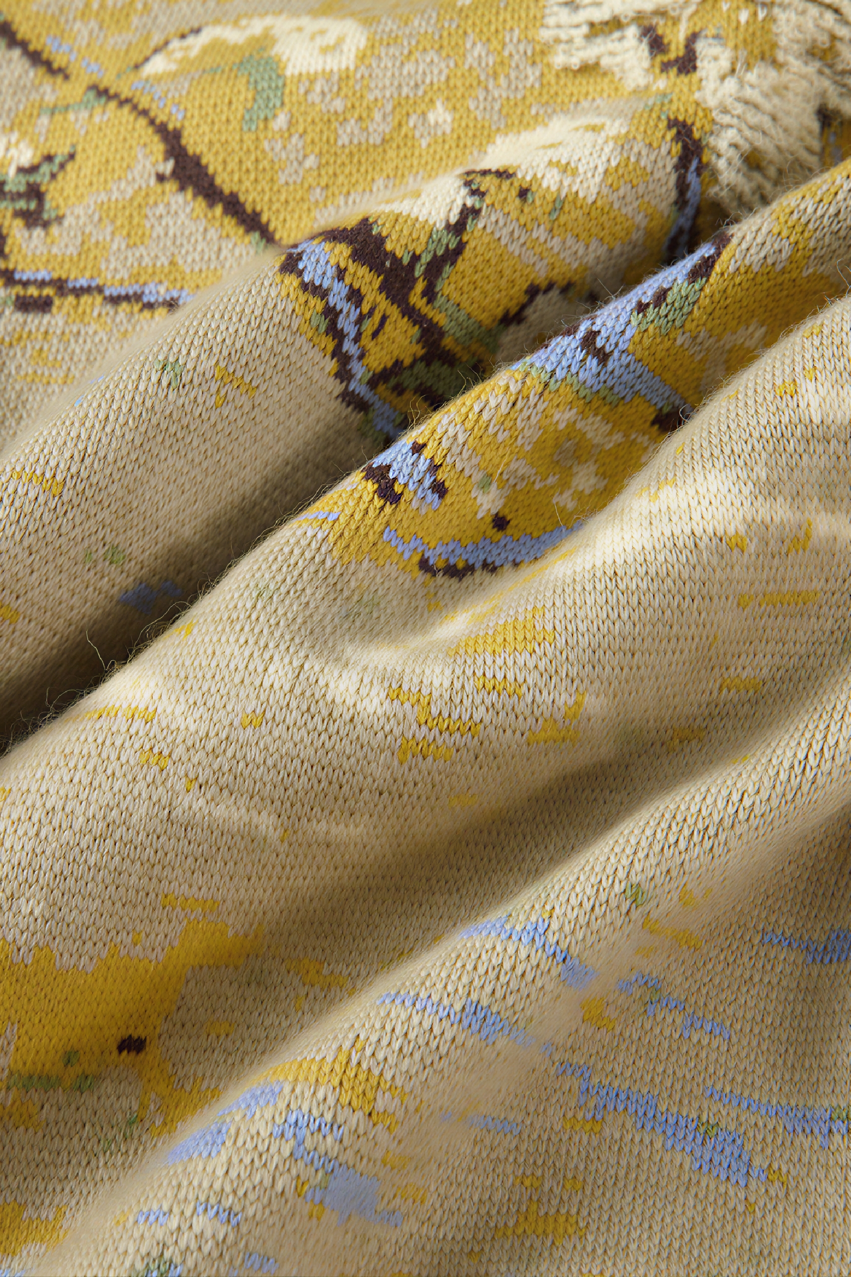 Van Gogh-Inspired Floral Patchwork Knit Dress