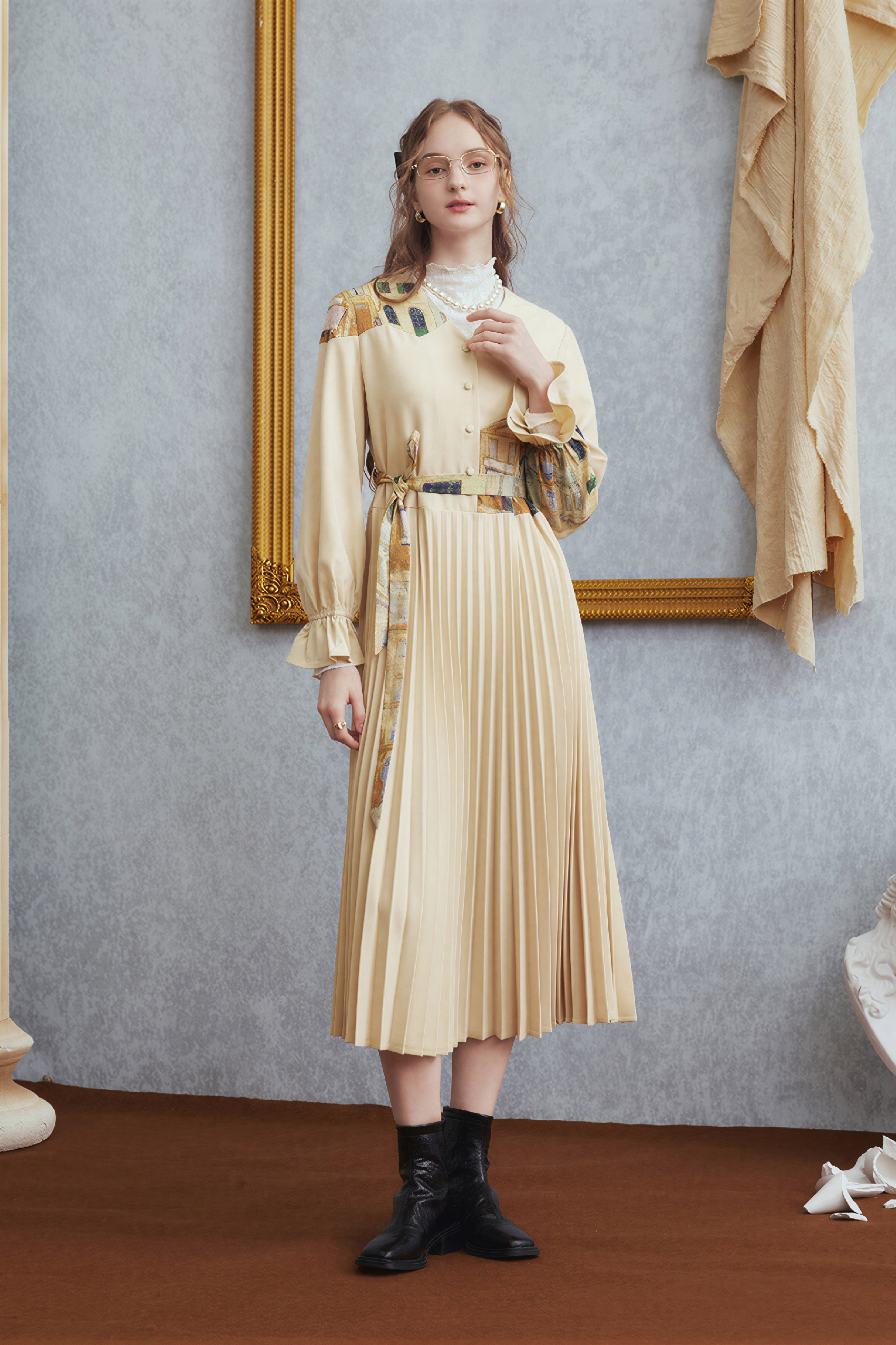 Van Gogh-Inspired Printed Shirt Dress