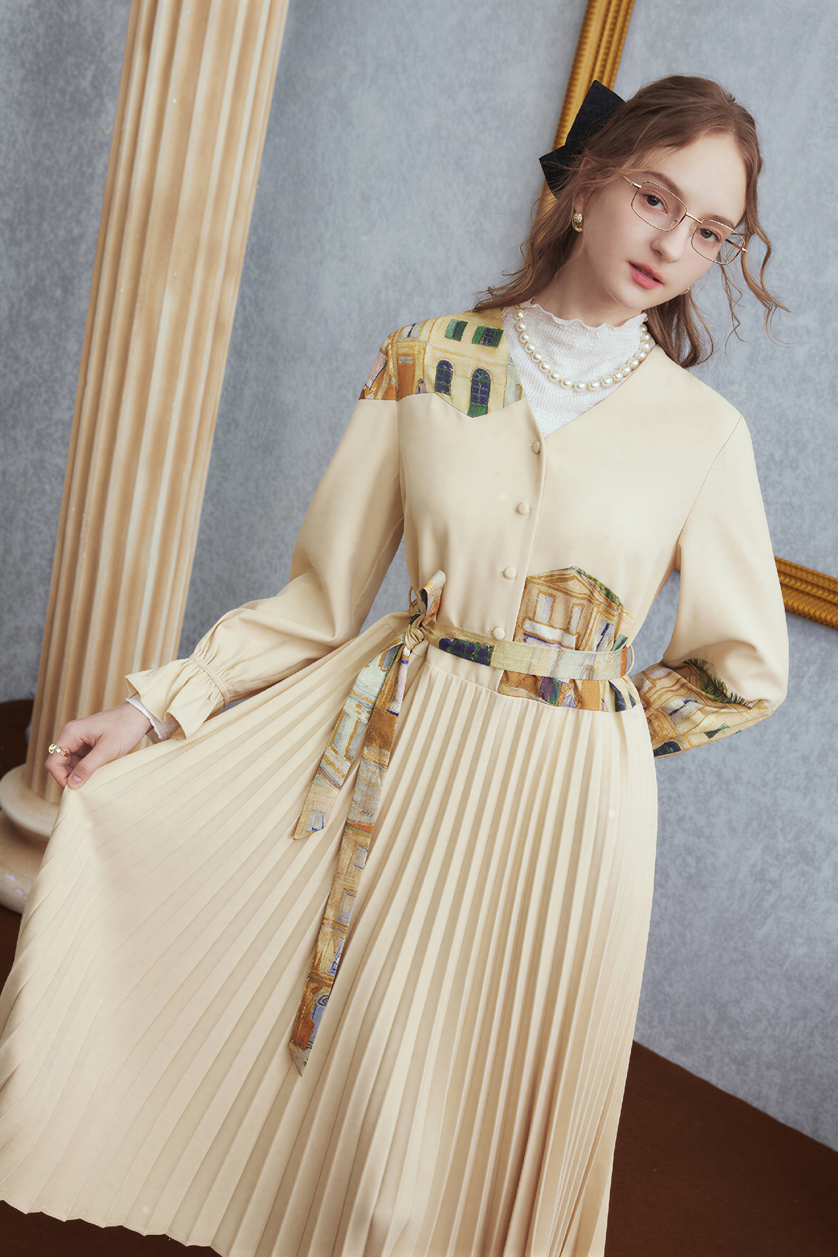 Van Gogh-Inspired Printed Shirt Dress