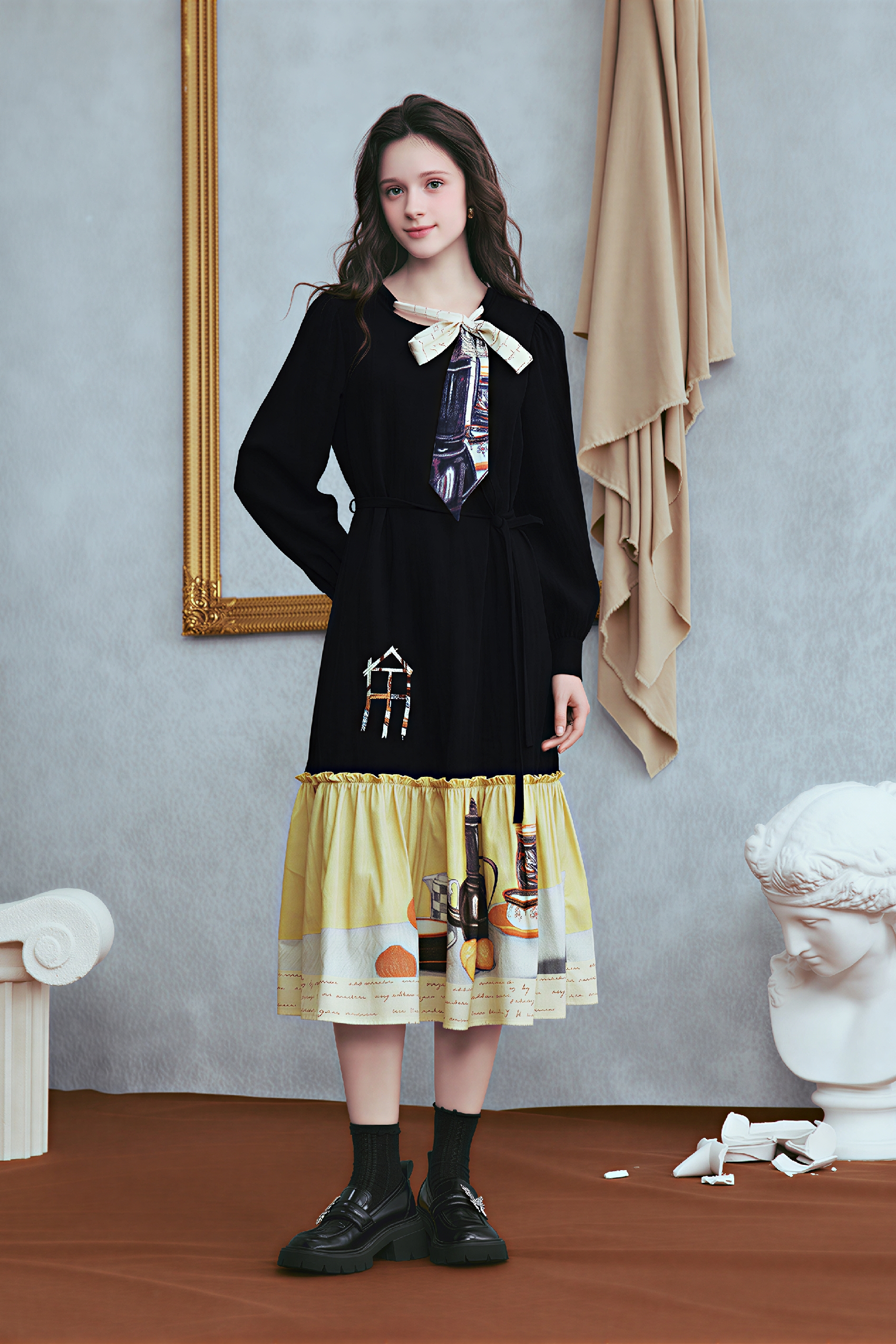 Van Gogh-Inspired Vintage Printed Slimming Dress