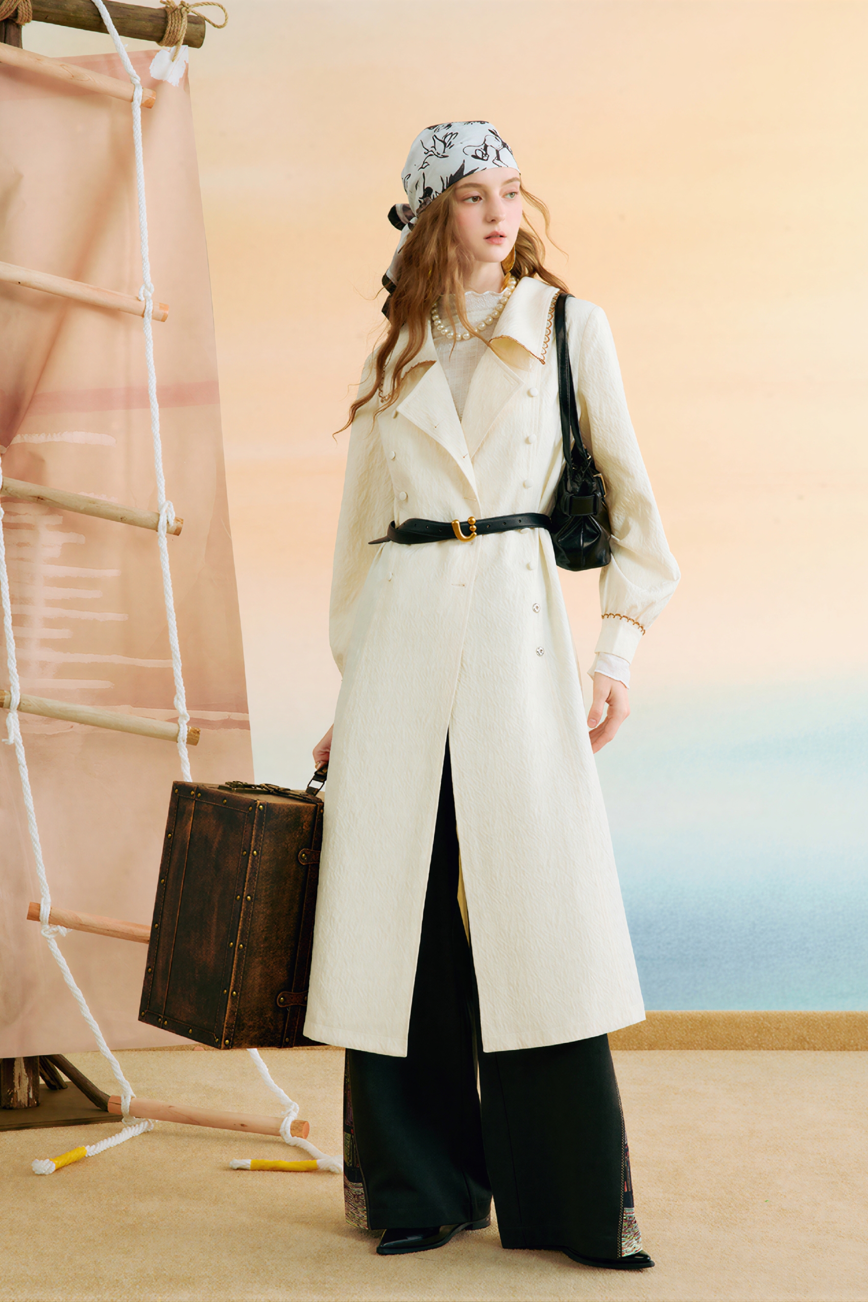 Van Gogh-Inspired Collared Relaxed Waist Dress