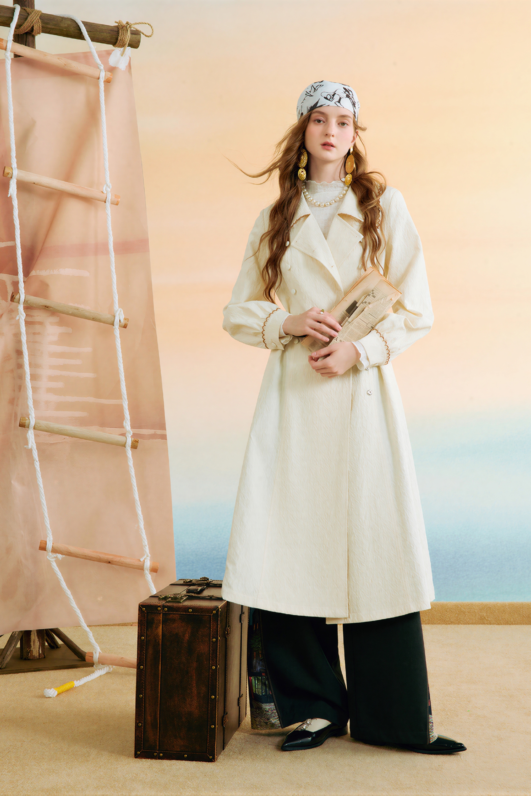 Van Gogh-Inspired Collared Relaxed Waist Dress