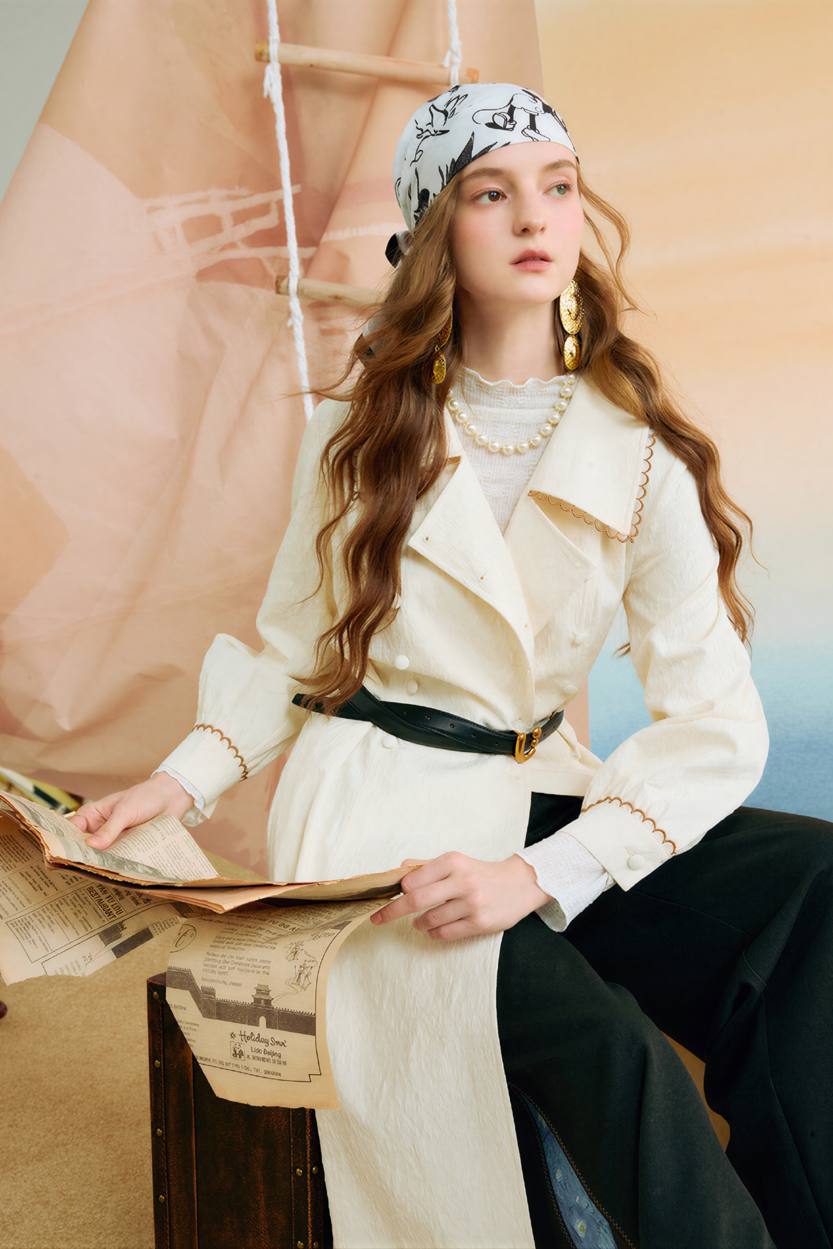 Van Gogh-Inspired Collared Relaxed Waist Dress