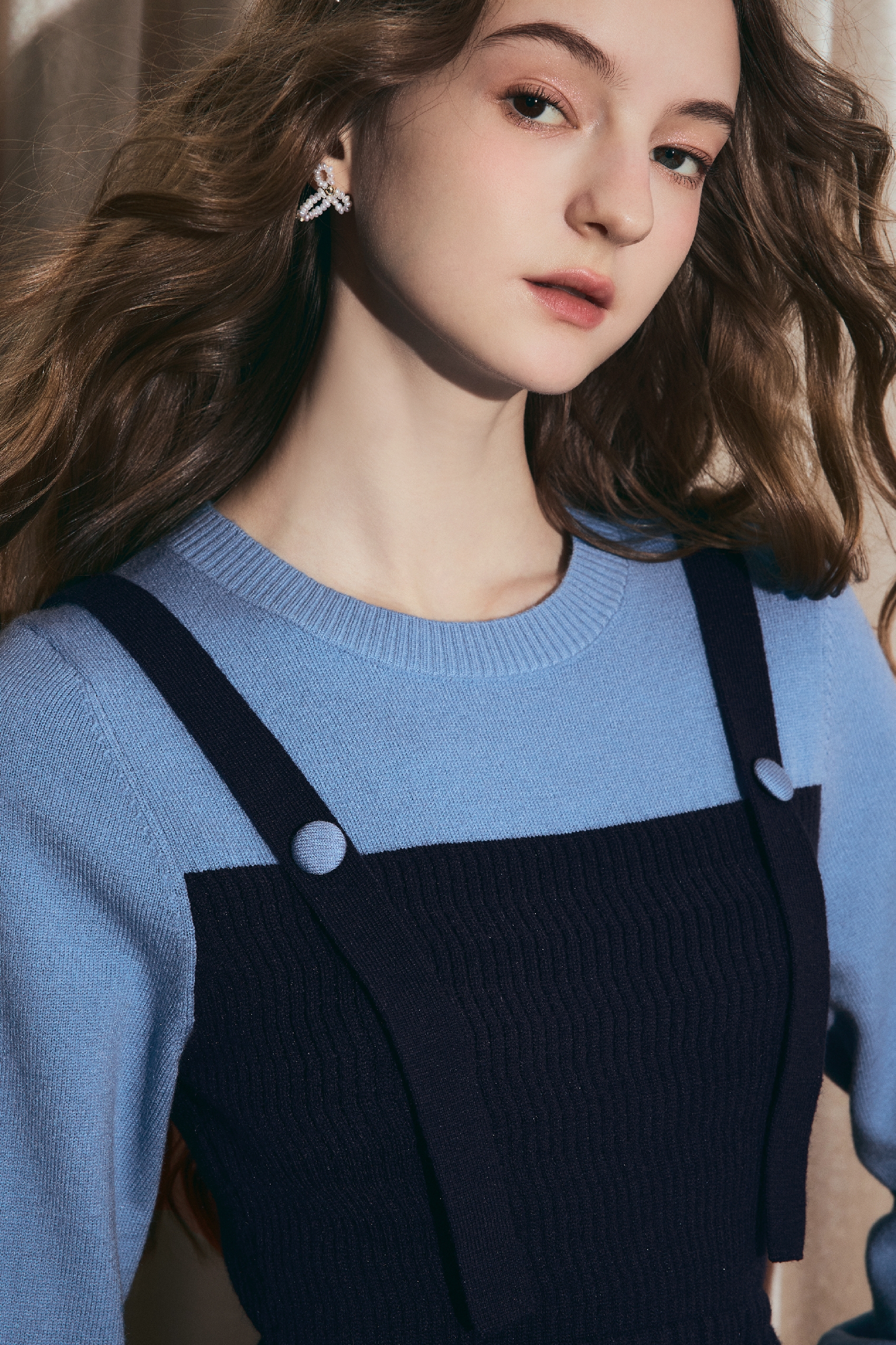 Van Gogh-Inspired Vintage Layered-Look Knit Dress