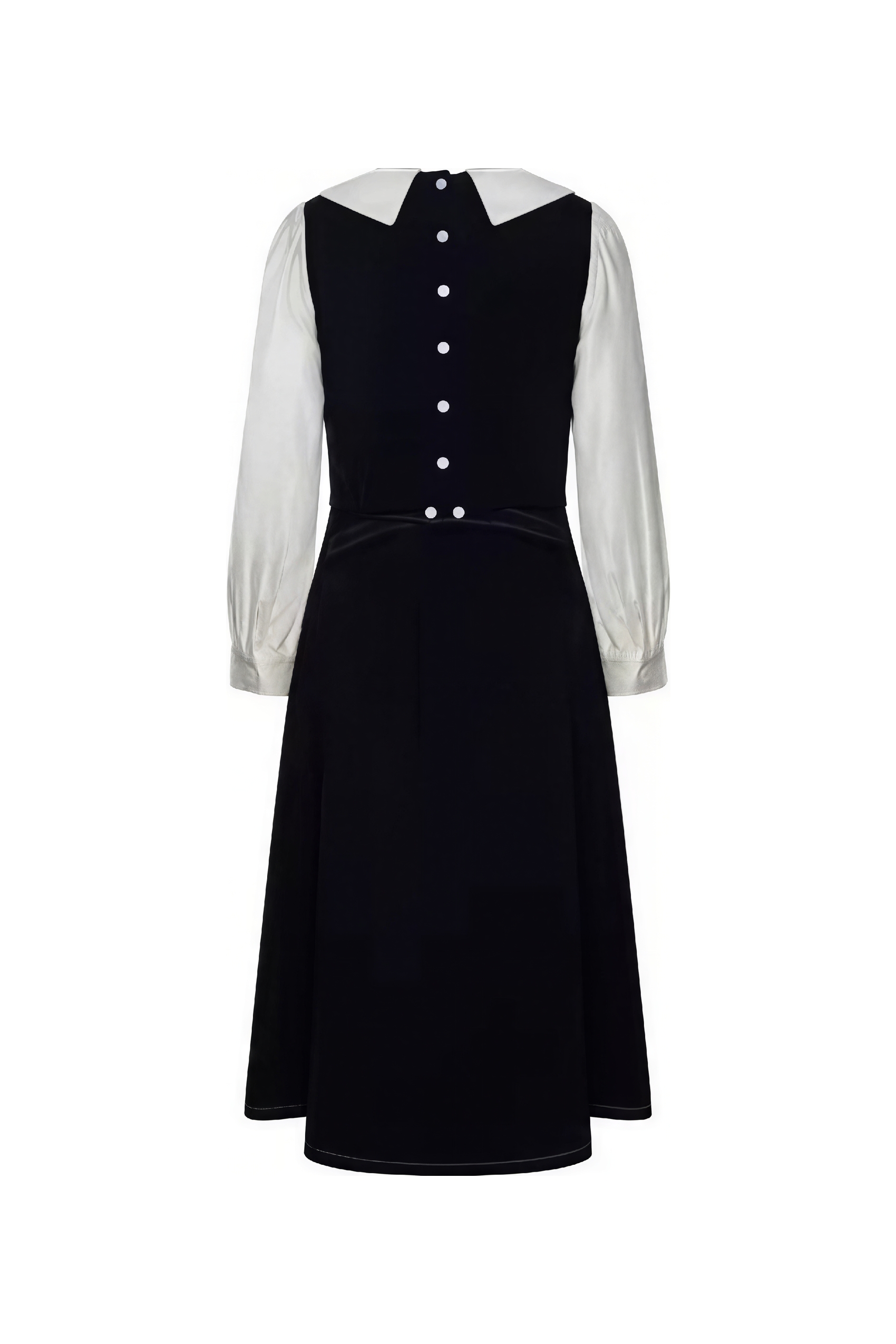 Van Gogh-Inspired Layered-Look Black Long-Sleeve Dress