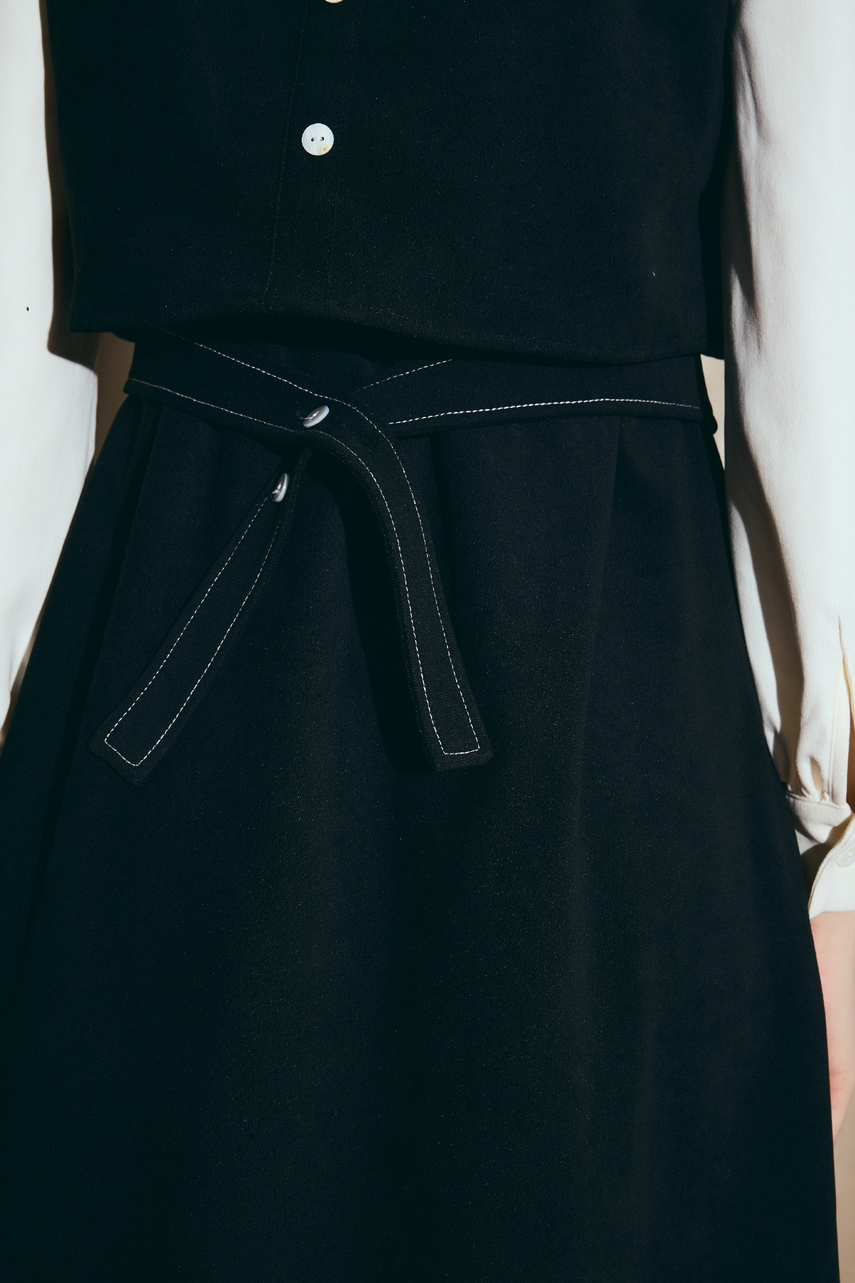 Van Gogh-Inspired Layered-Look Black Long-Sleeve Dress