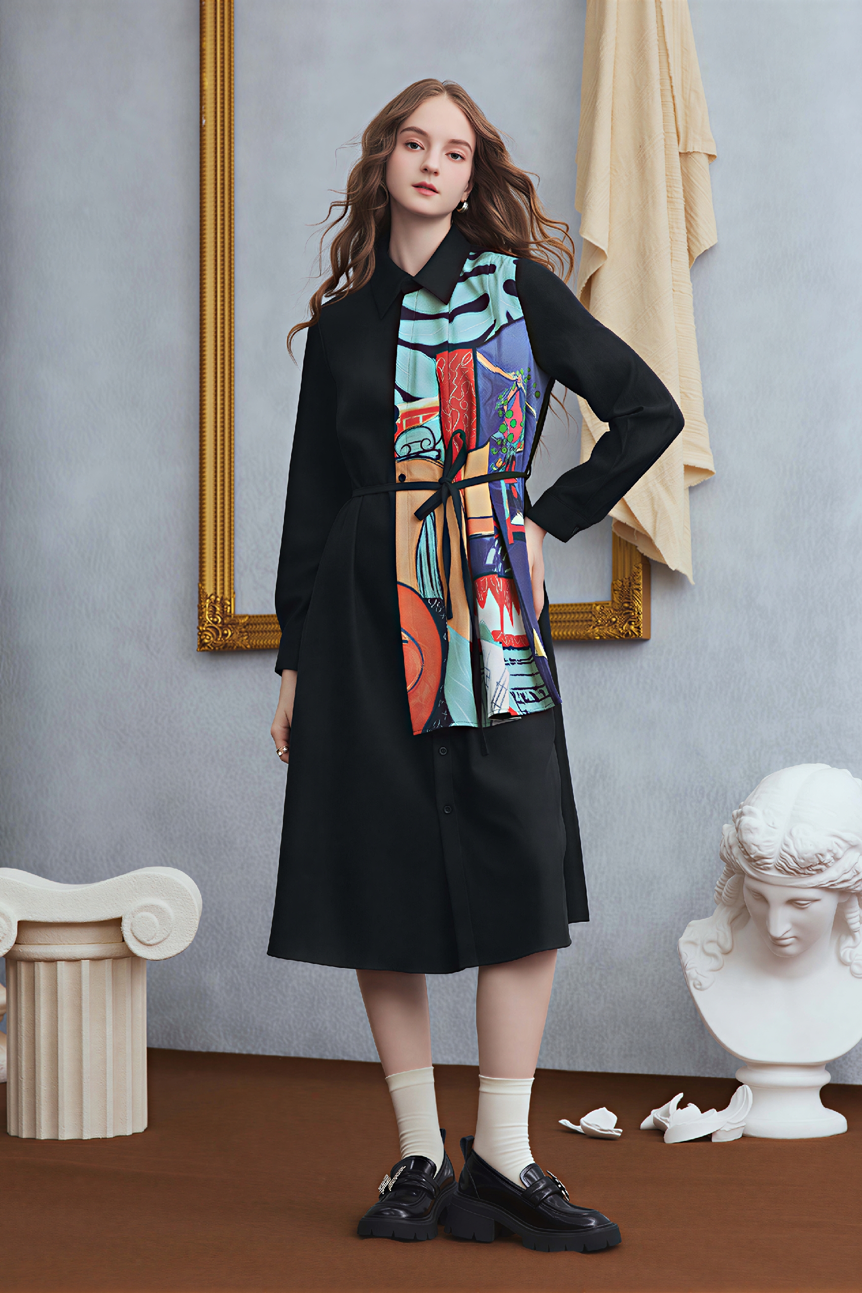 Emerging Artists Series Long-Sleeve Shirt Dress-LYONSENS