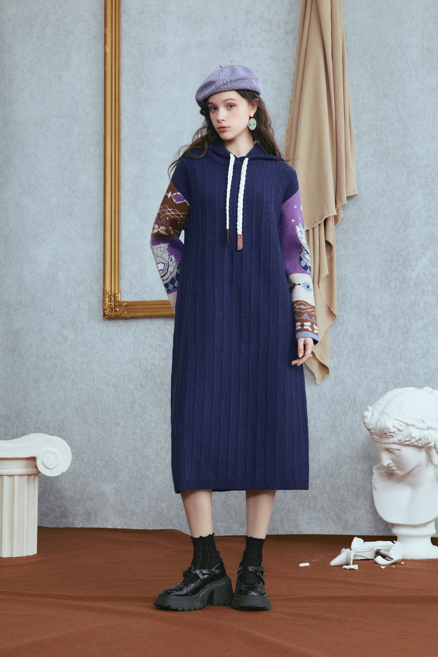 Emerging Artists Series Hooded Knit Maxi Dress