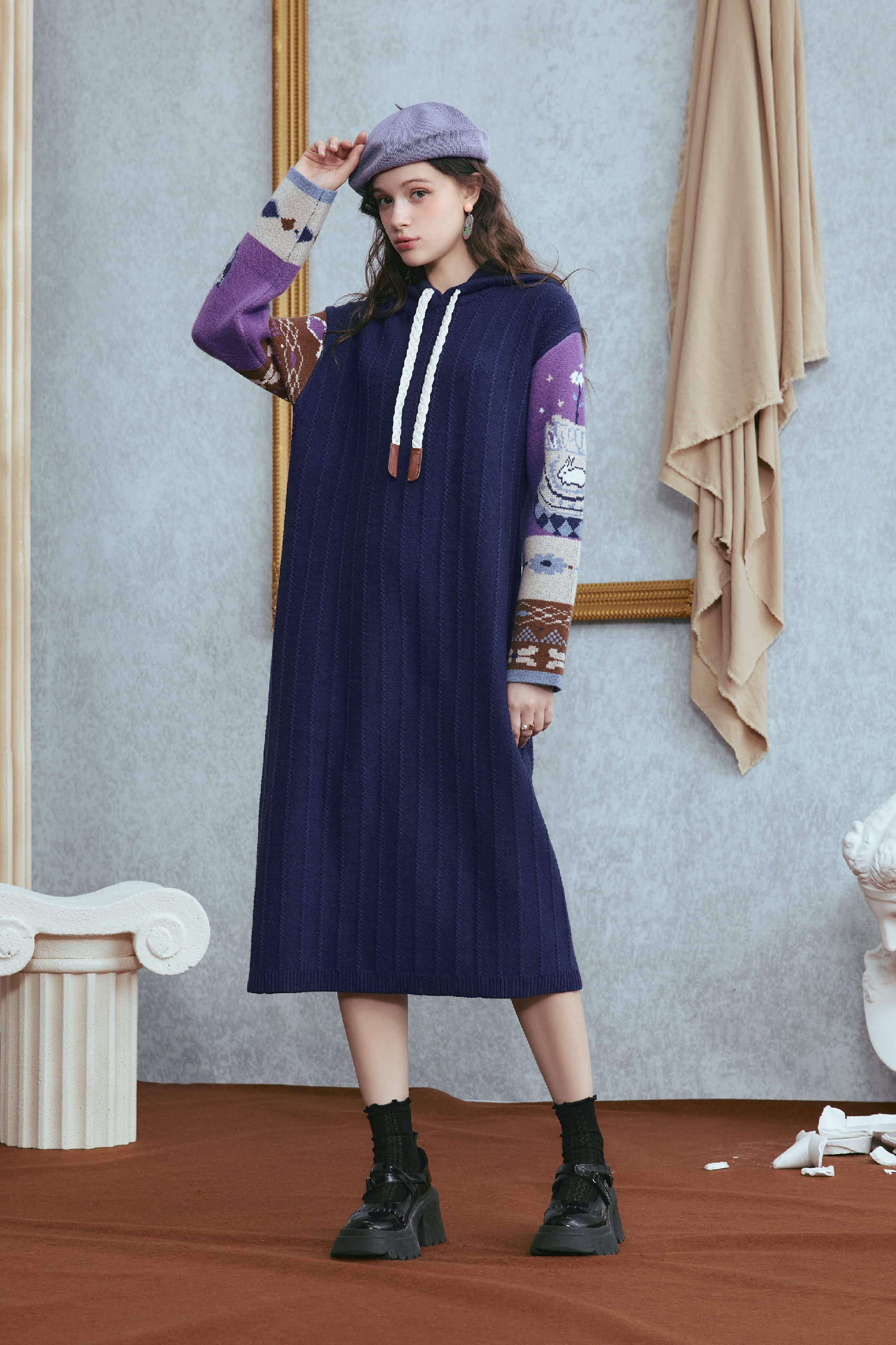 Emerging Artists Series Hooded Knit Maxi Dress