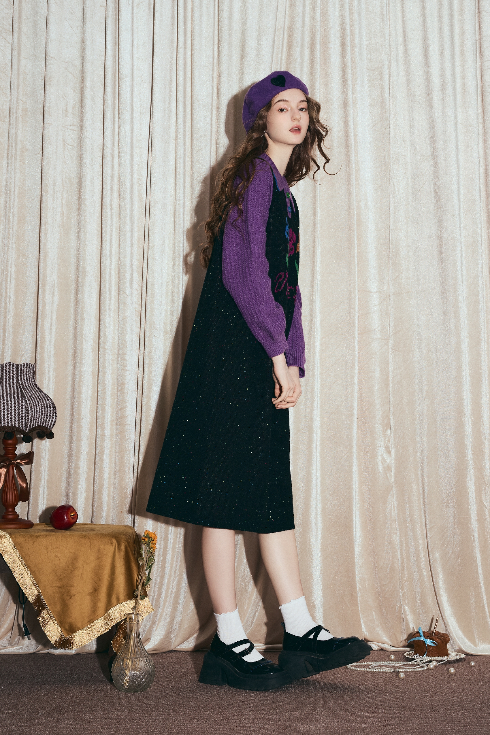 Color-blocked casual knit dress