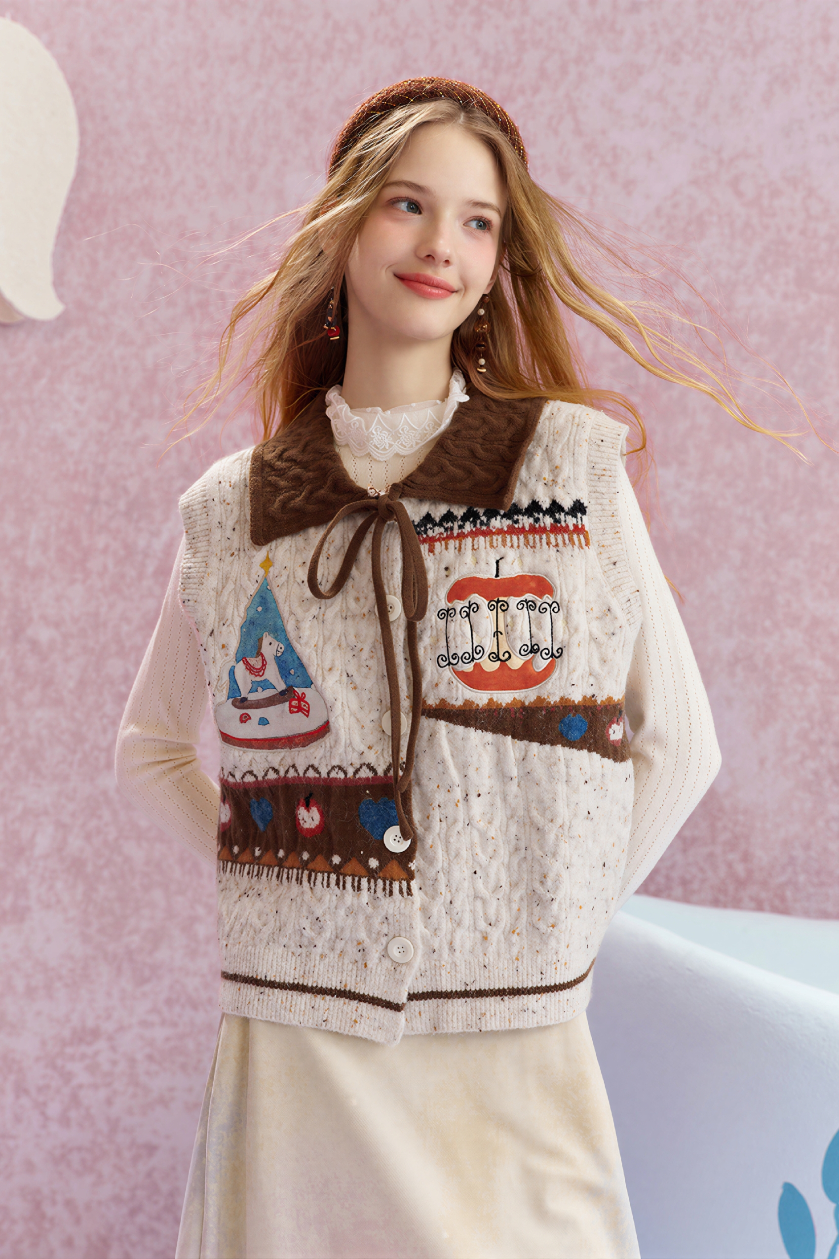 Knitted cardigan vest