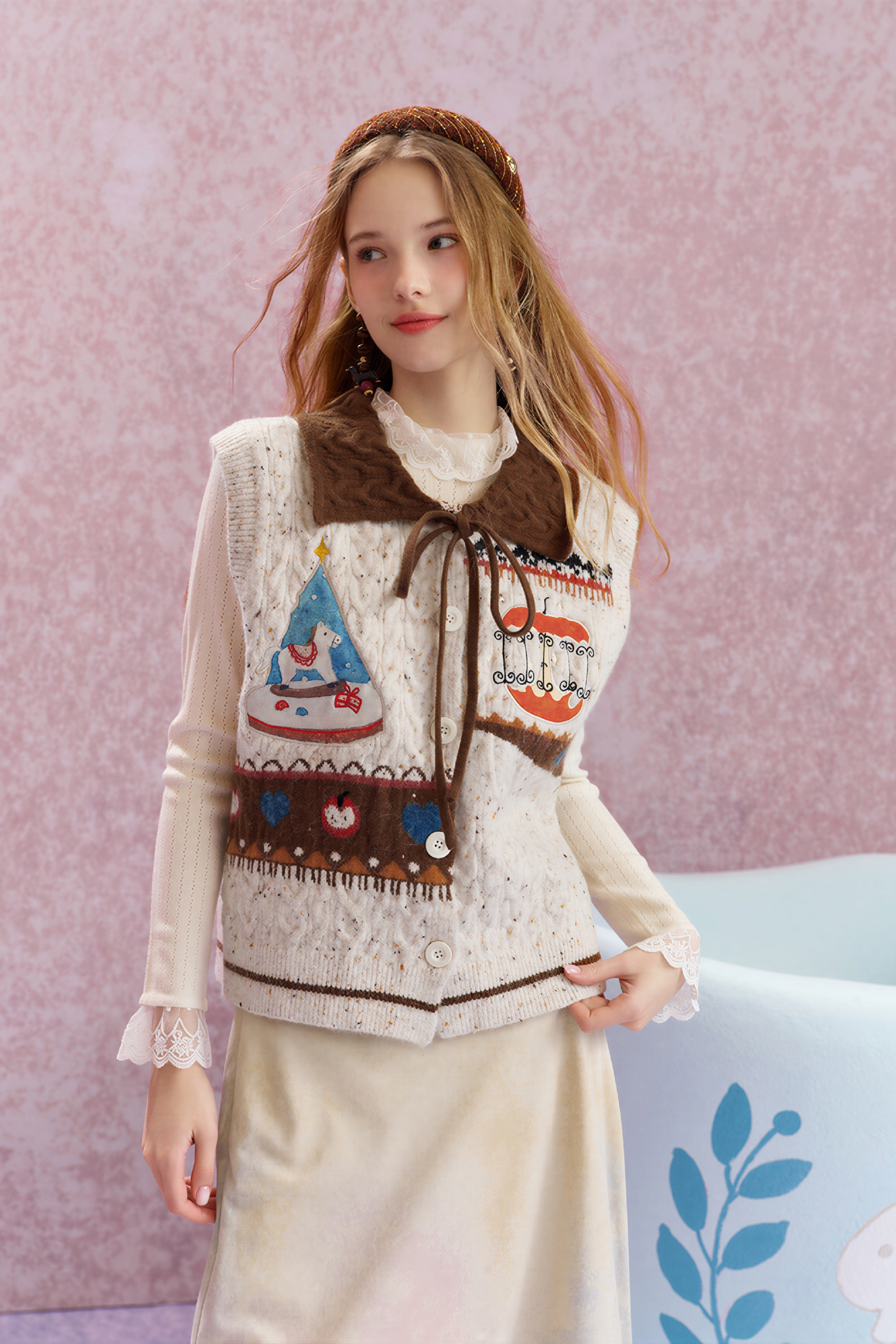 Knitted cardigan vest