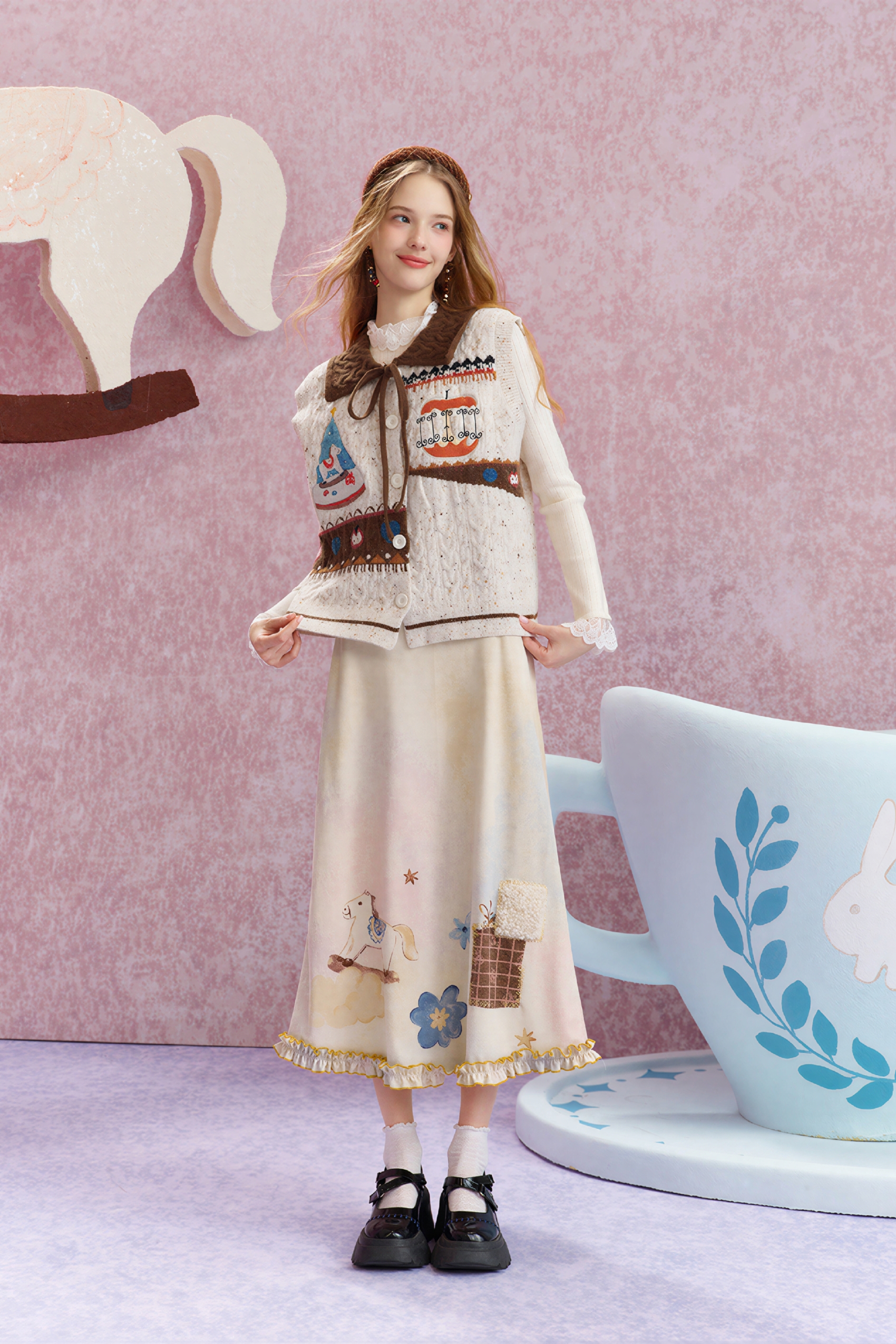 Knitted cardigan vest