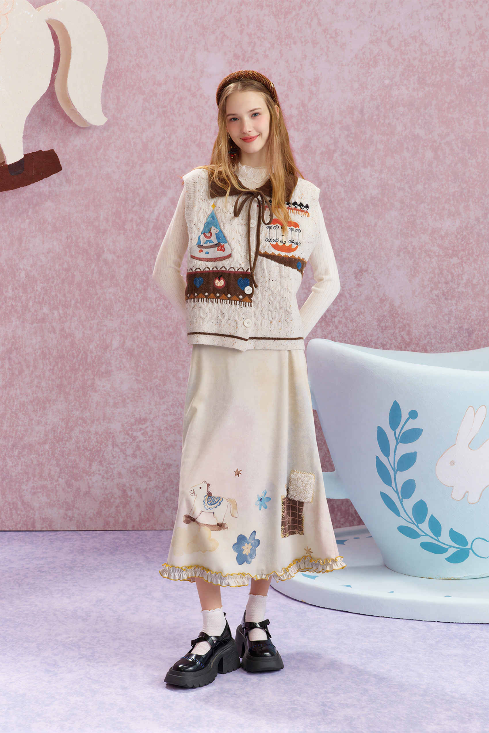 Knitted cardigan vest