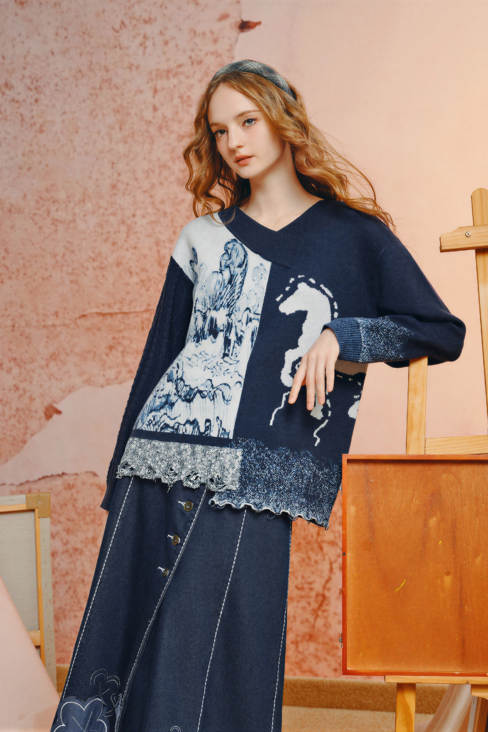 Van Gogh-Inspired Vintage Knit Sweater