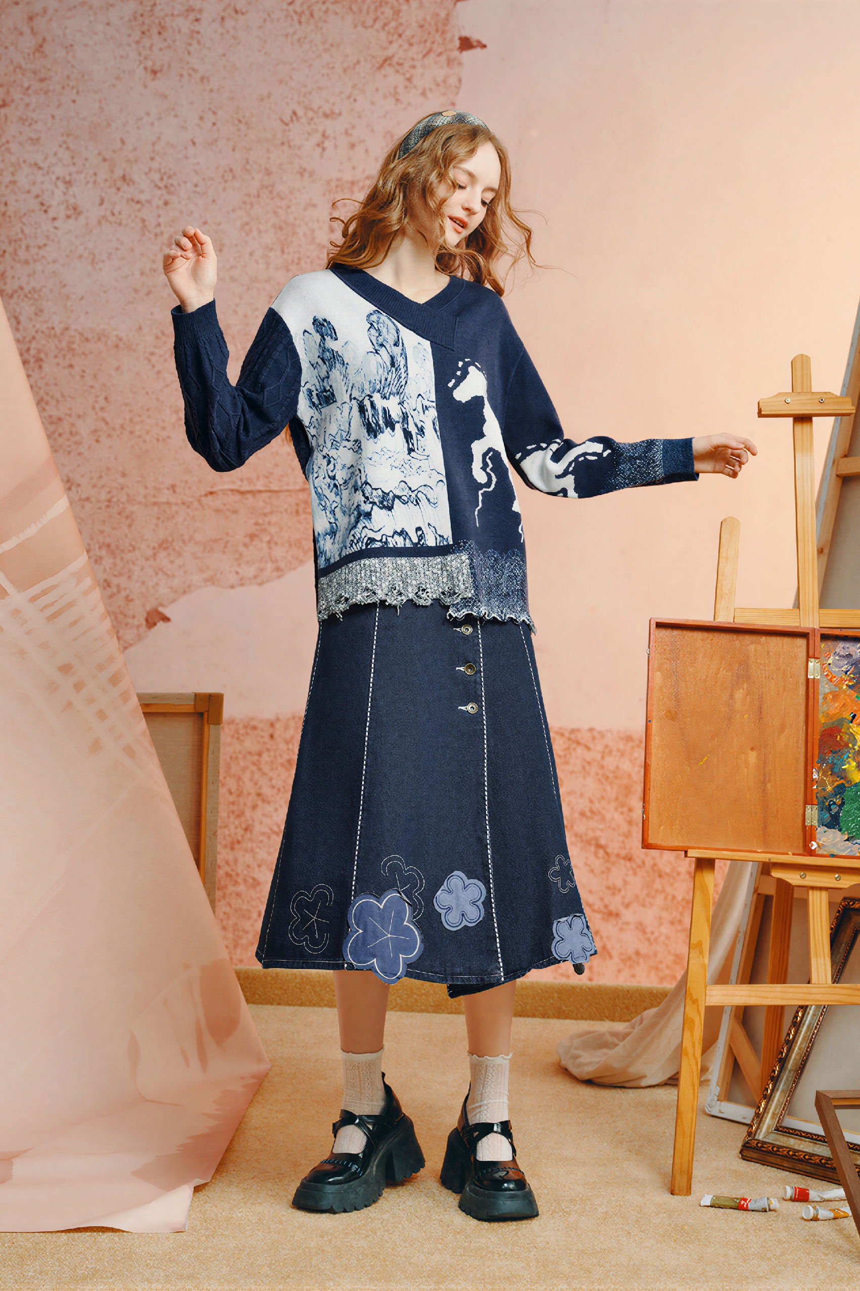 Van Gogh-Inspired Vintage Knit Sweater