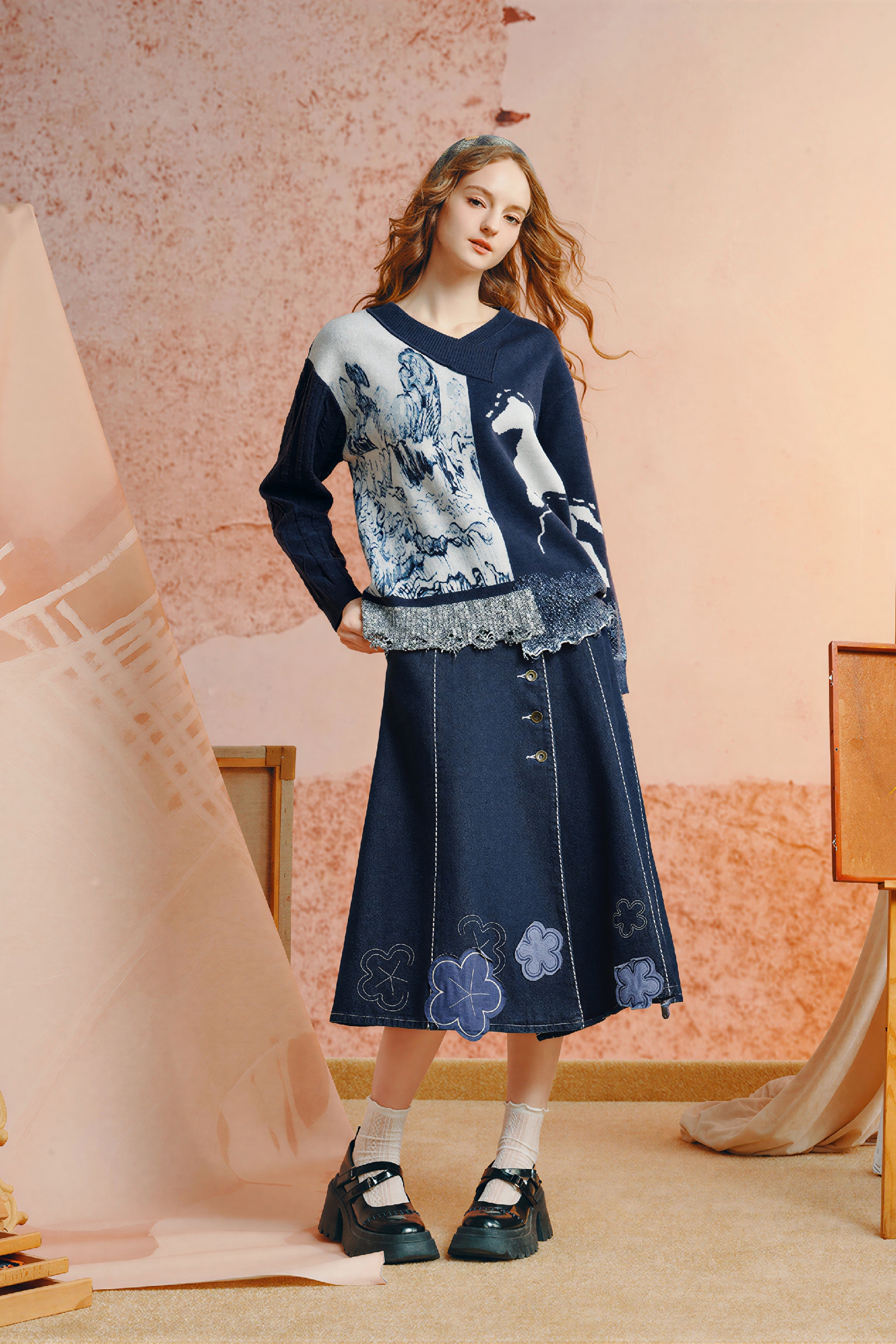 Van Gogh-Inspired Vintage Knit Sweater