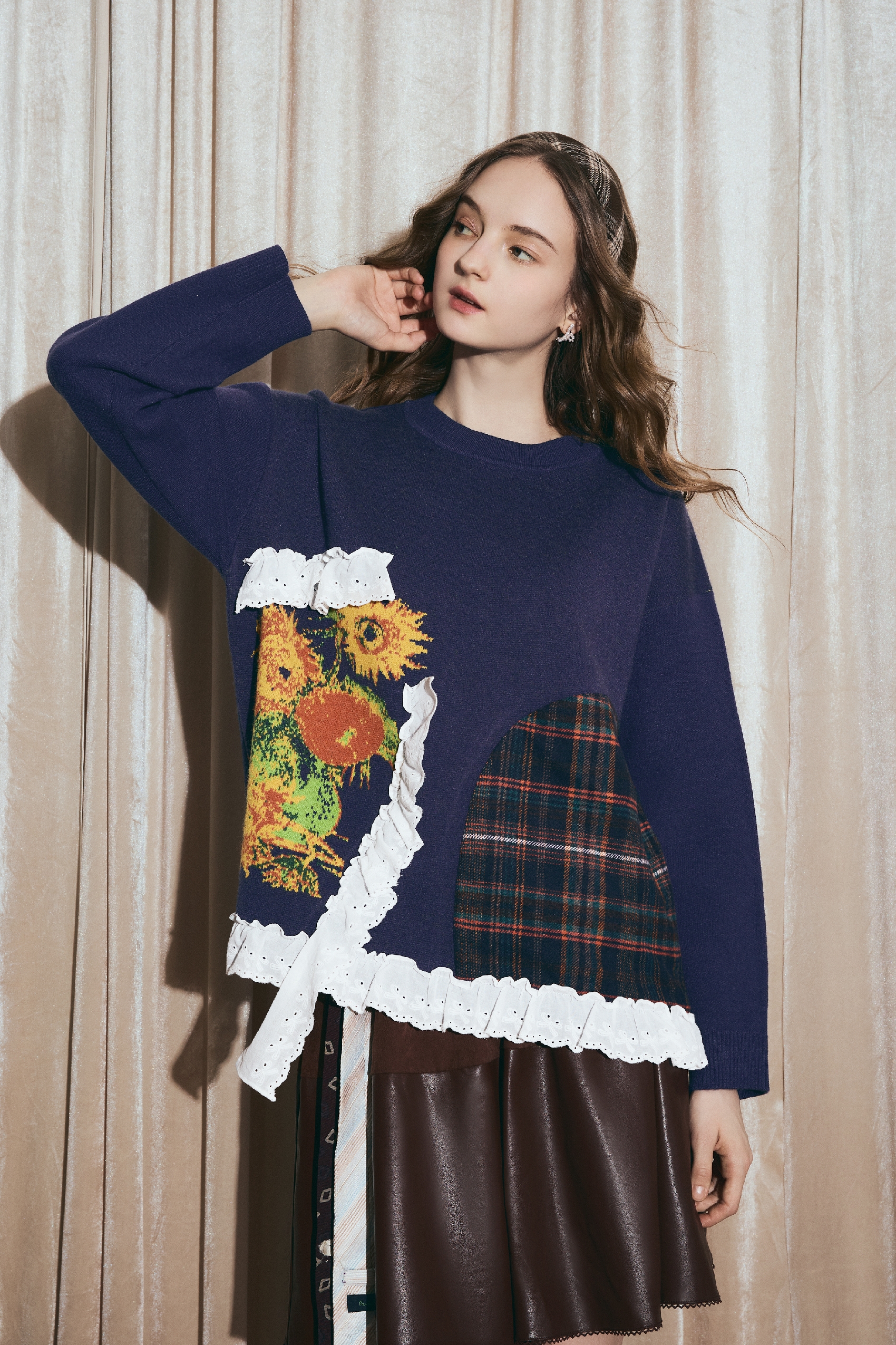 Van Gogh-Inspired Relaxed Knit Pullover