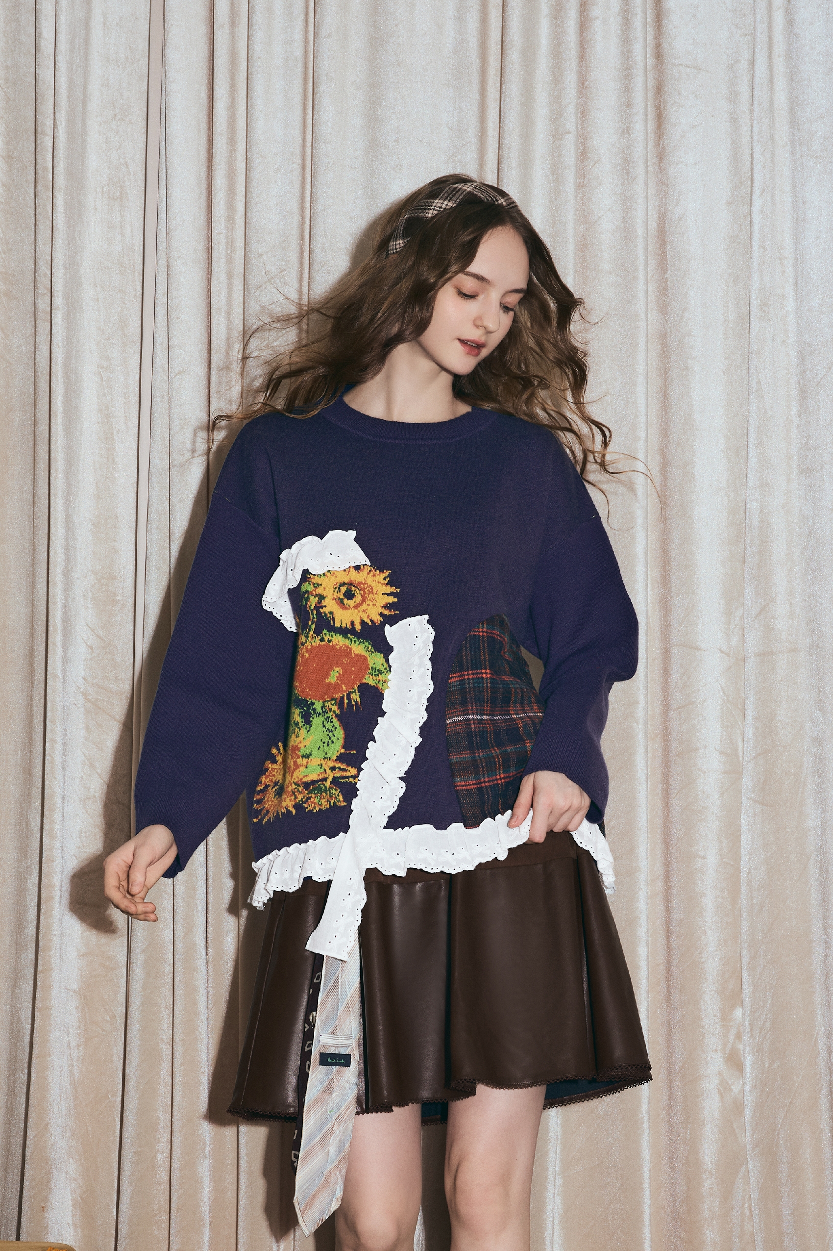 Van Gogh-Inspired Relaxed Knit Pullover