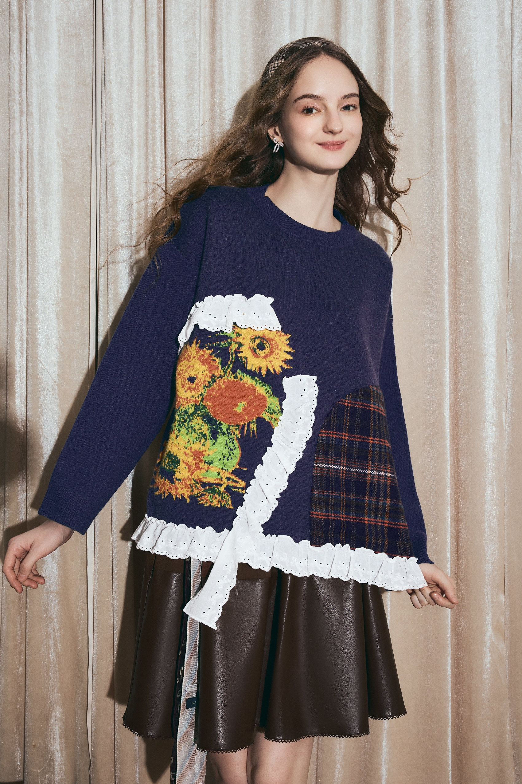 Van Gogh-Inspired Relaxed Knit Pullover