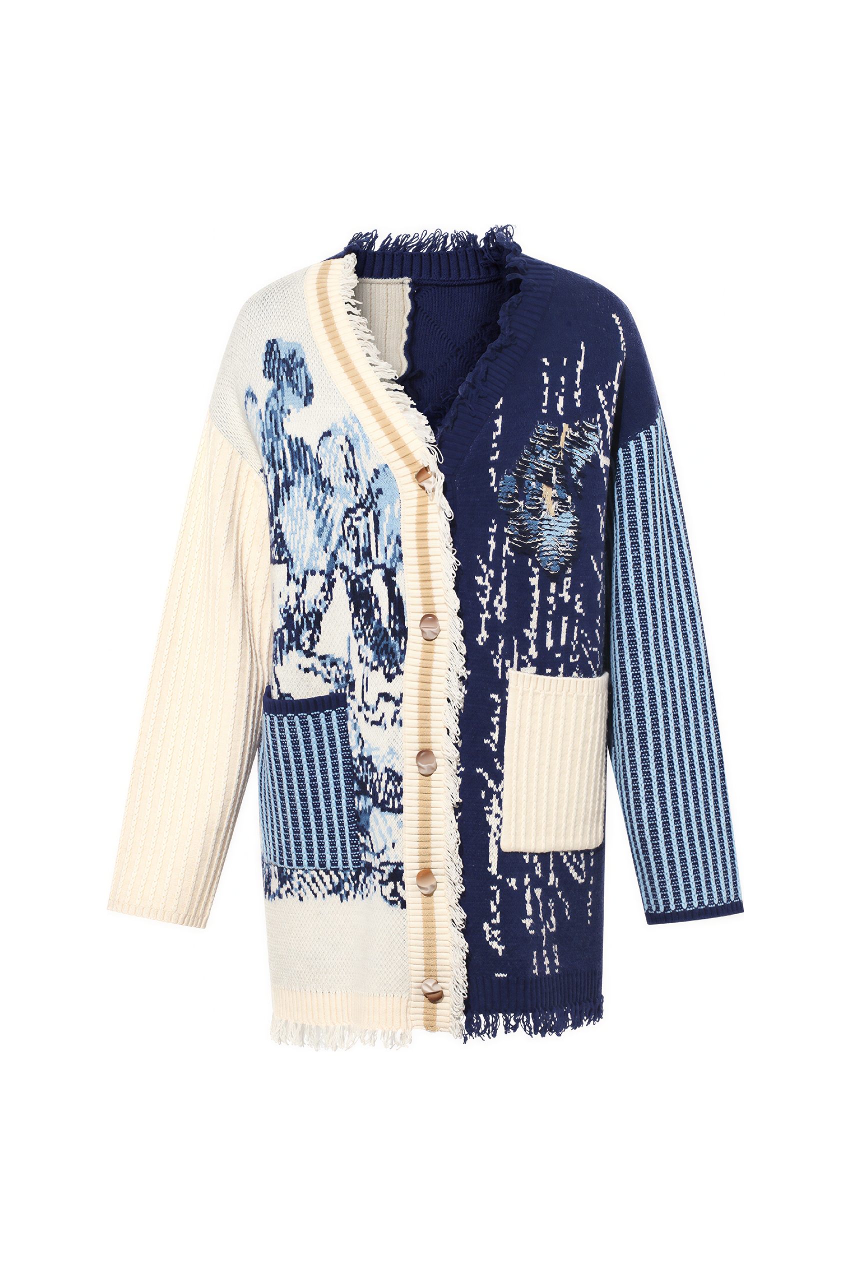 Blue cardigan knit sweater