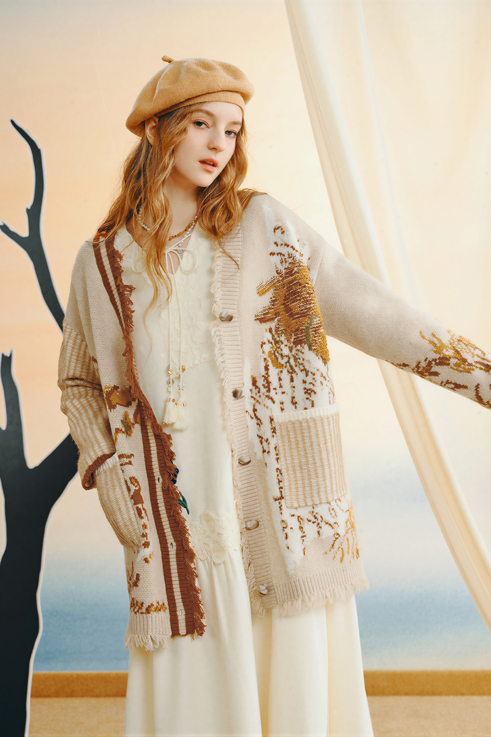 Blue cardigan knit sweater