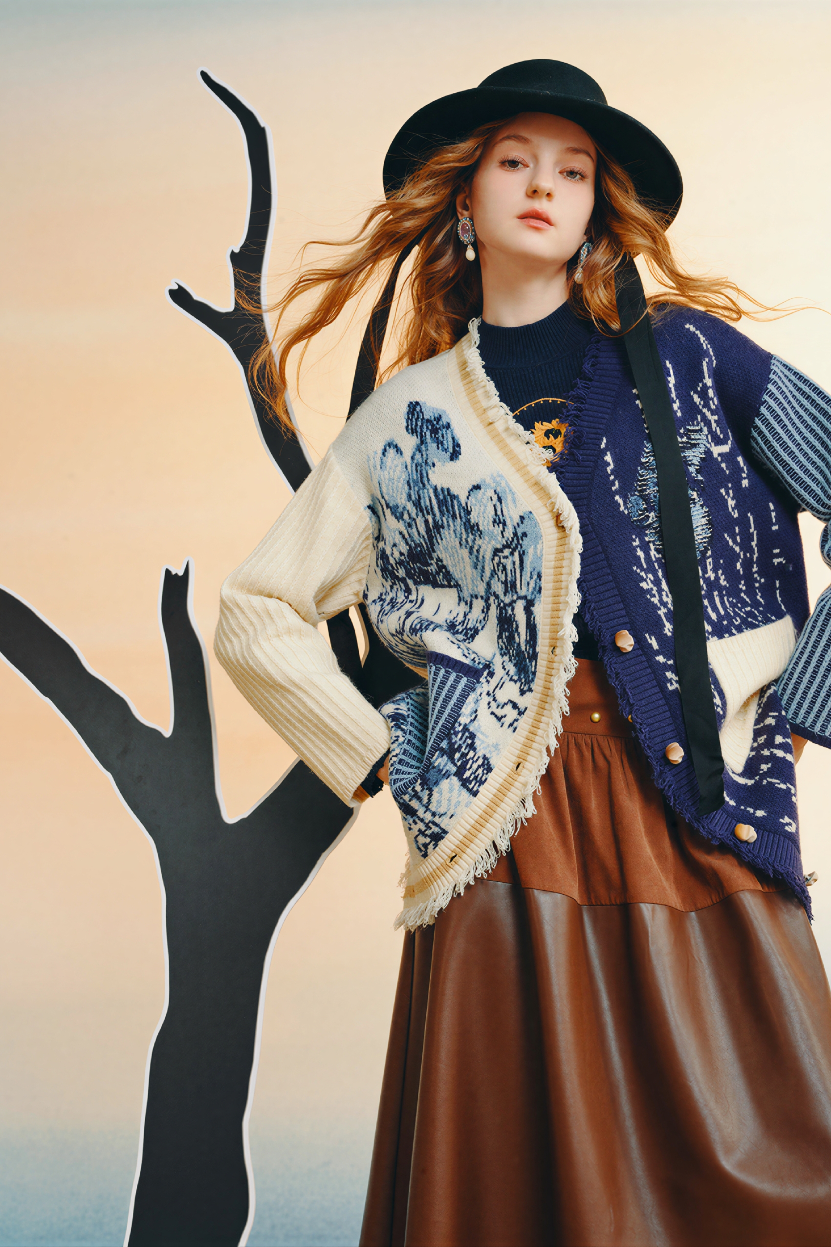 Blue cardigan knit sweater