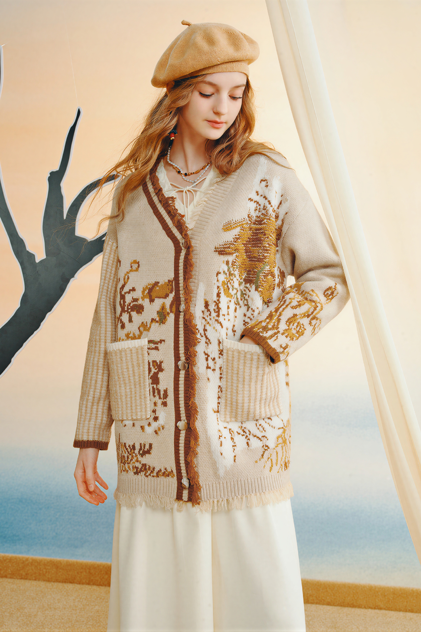 Blue cardigan knit sweater