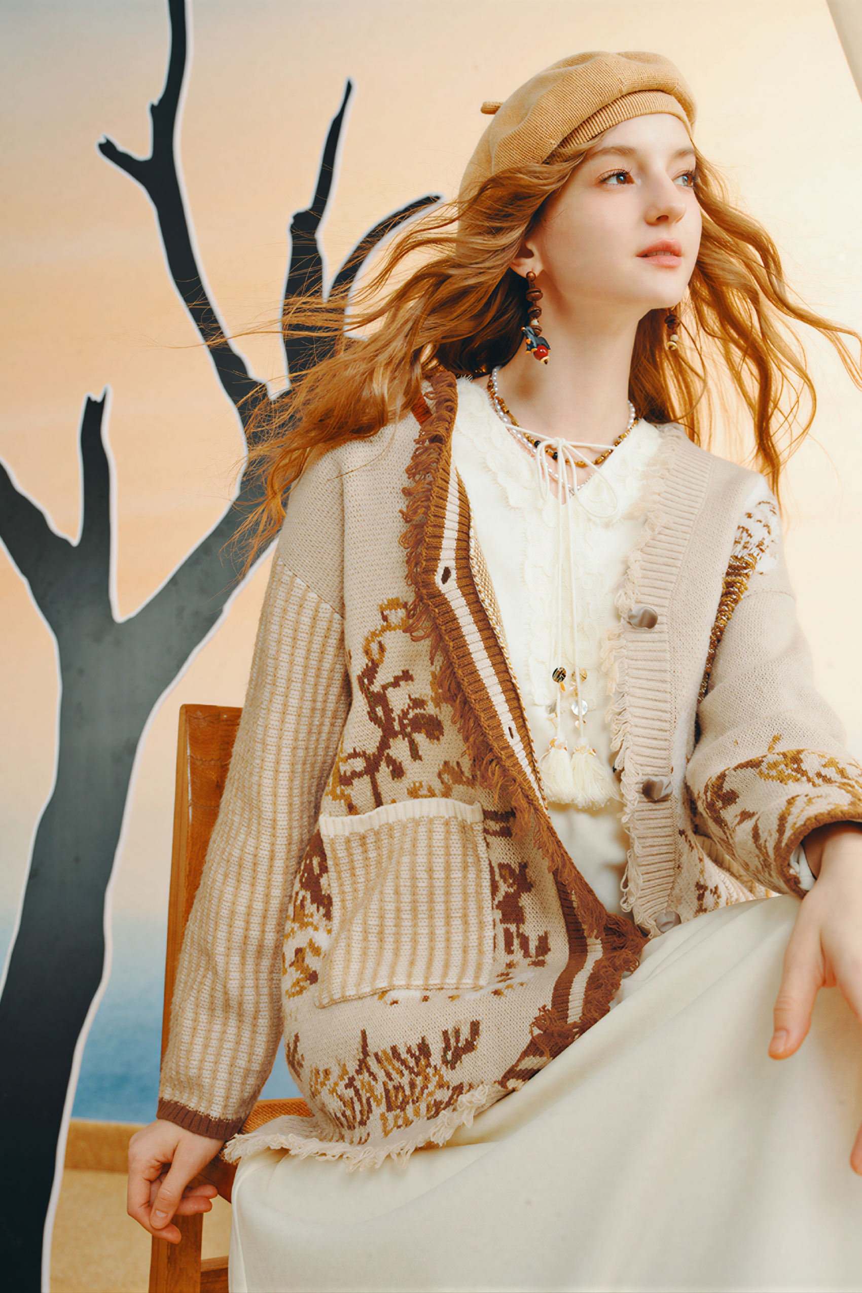 Blue cardigan knit sweater