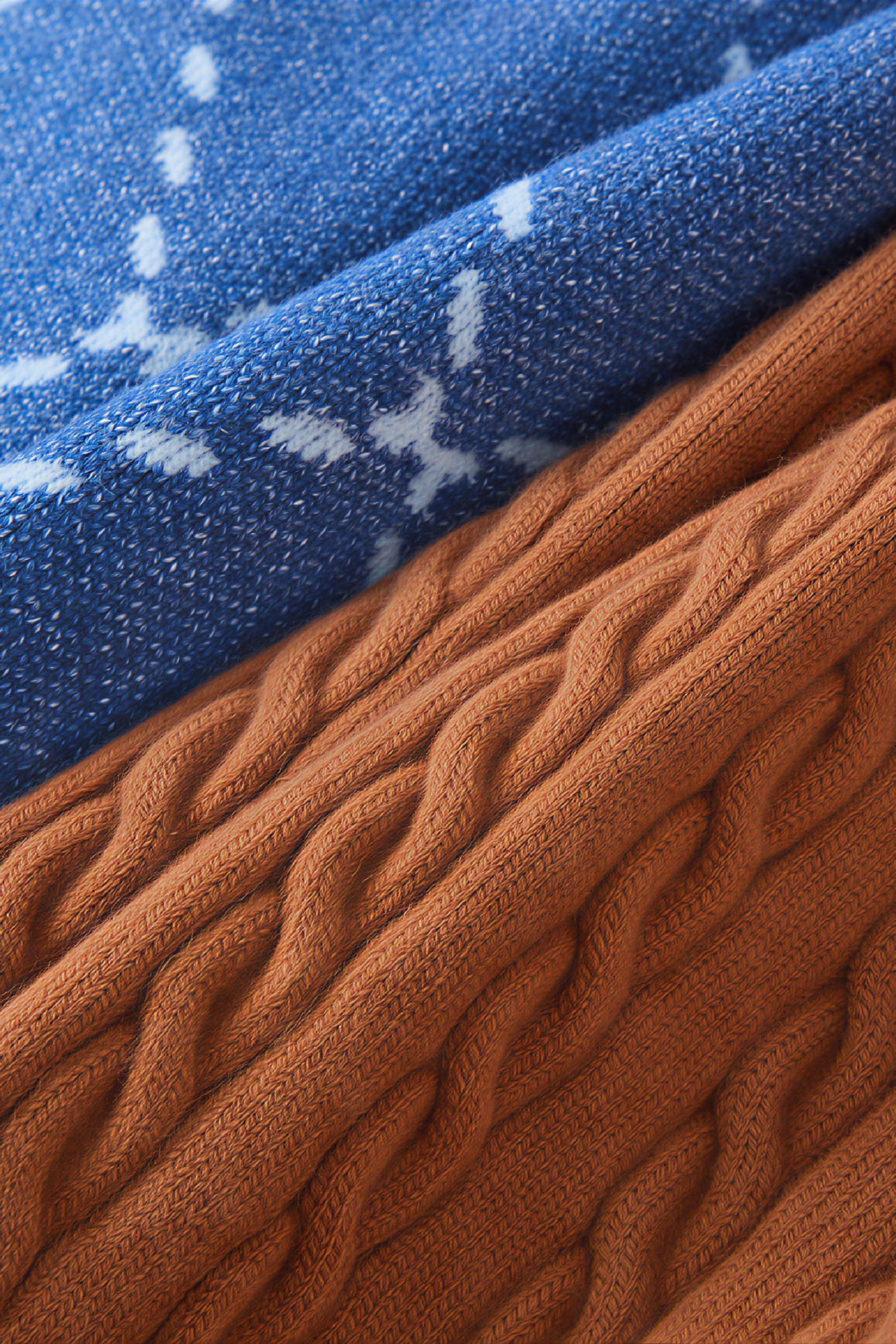 Jacquard blue V-neck knitted cardigan