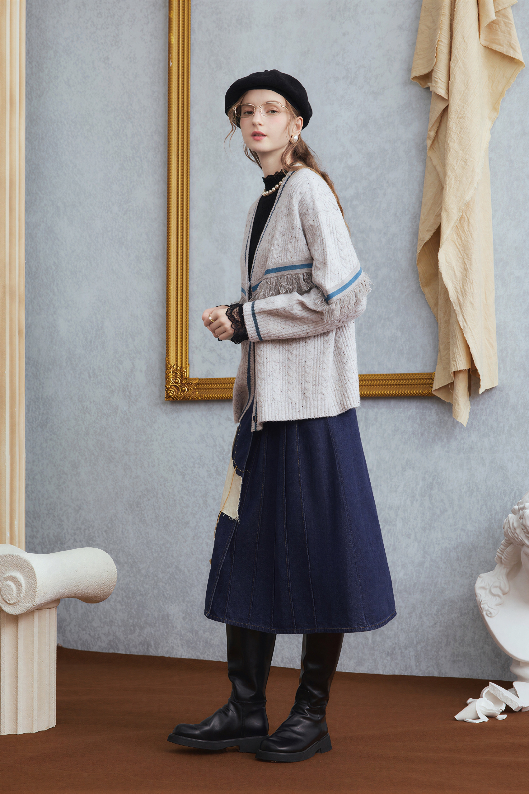 Van Gogh-Inspired Fair Isle Relaxed Knit Cardigan