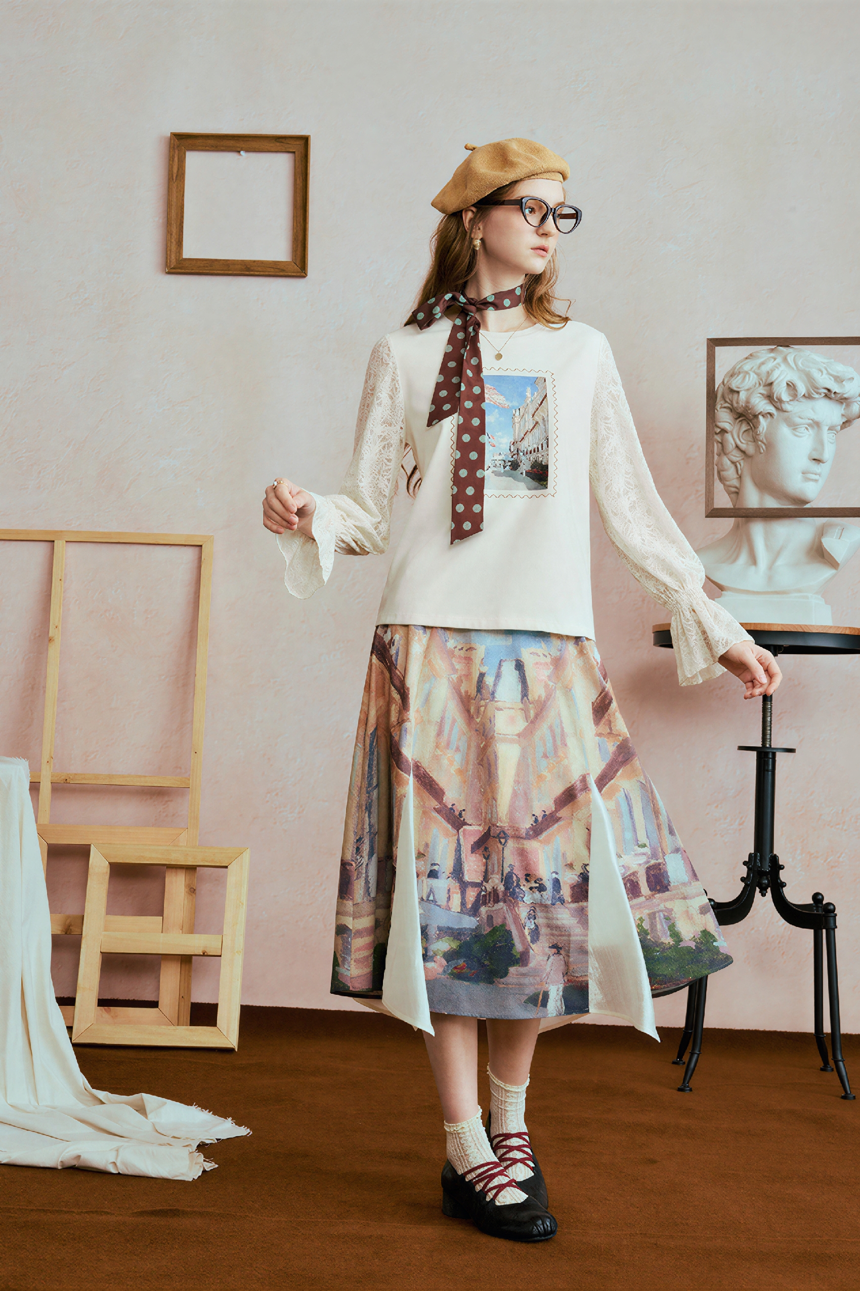 Monet-Inspired Relaxed Long-Sleeve T-Shirt