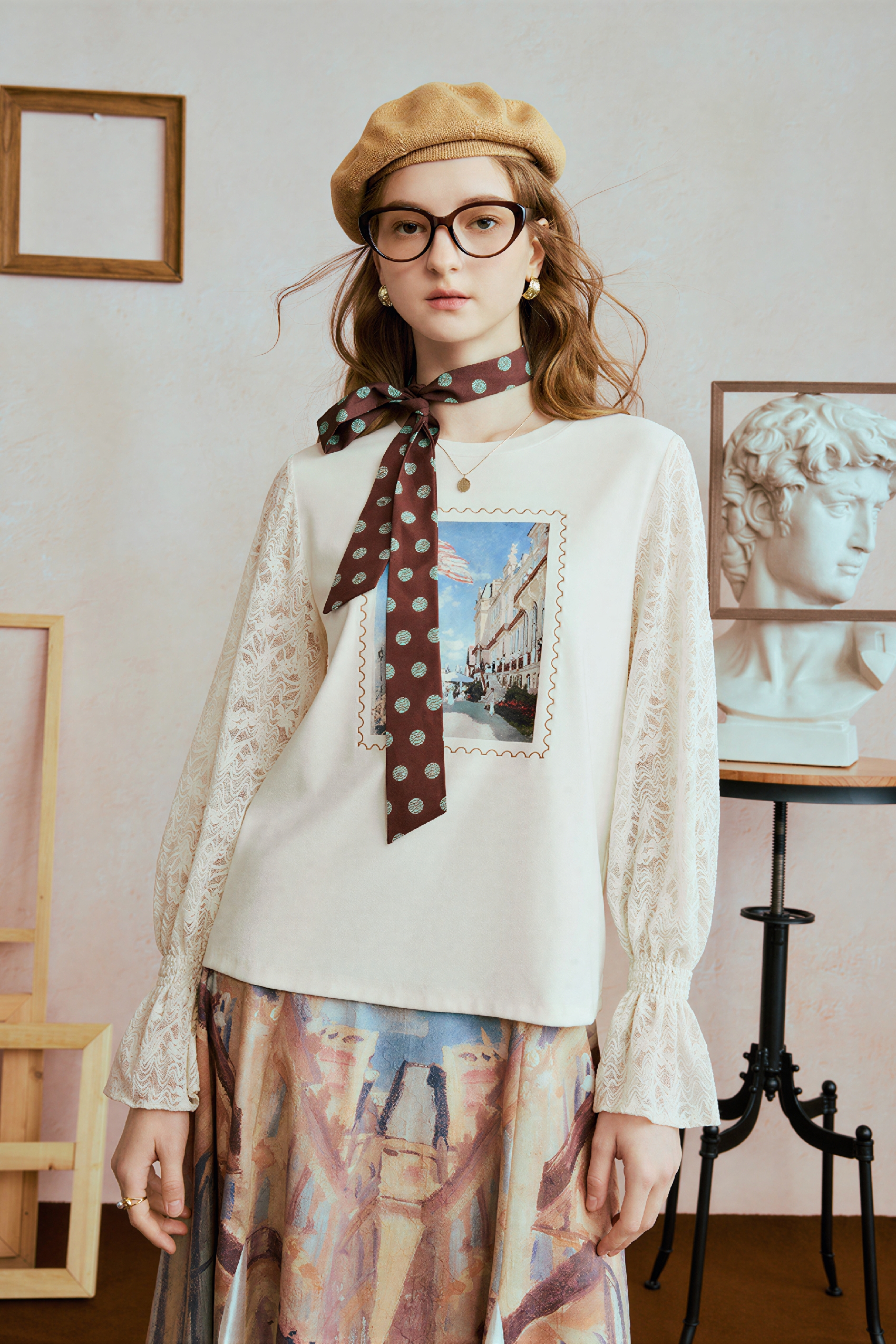 Monet-Inspired Relaxed Long-Sleeve T-Shirt