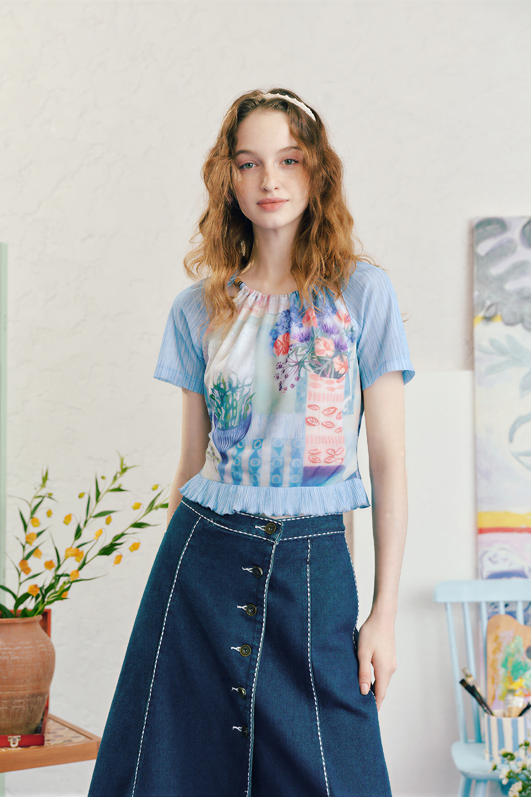 Emerging Artists Series  Ruffle-Hem T-Shirt