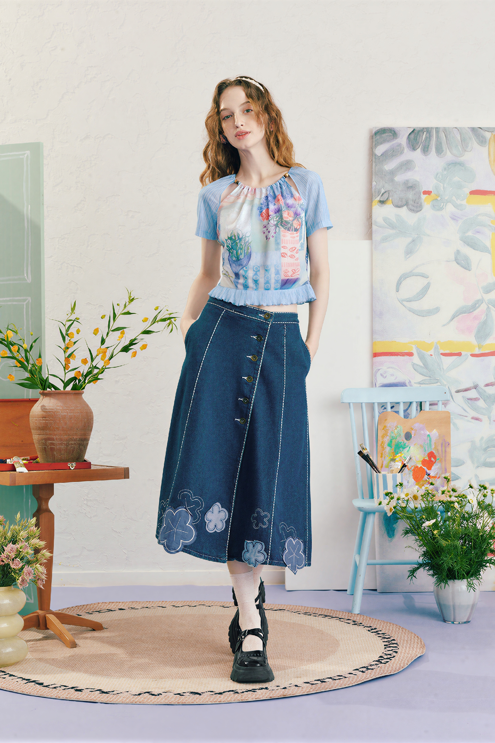 Emerging Artists Series  Ruffle-Hem T-Shirt