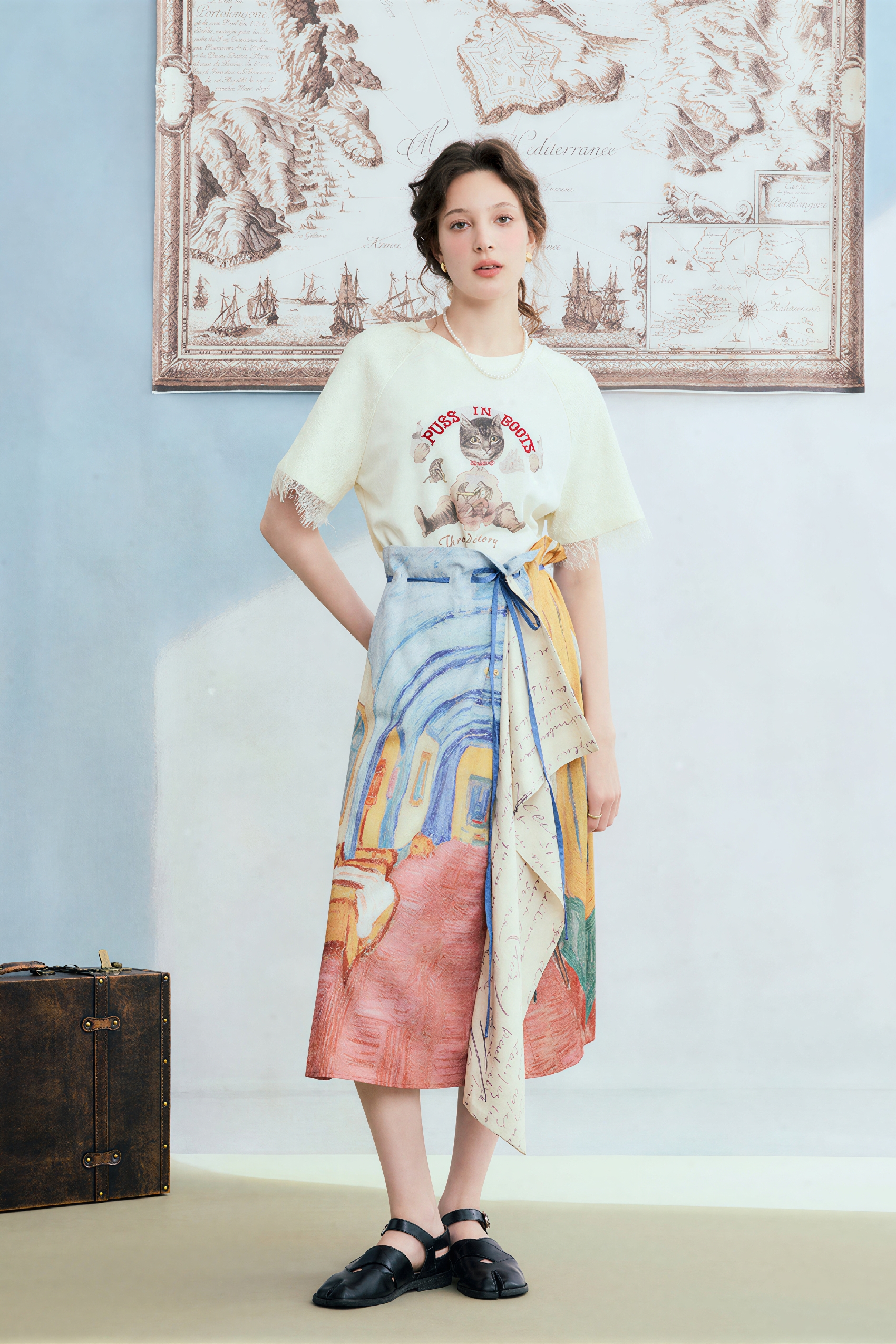 Lace Patchwork Printed Relaxed T-Shirt