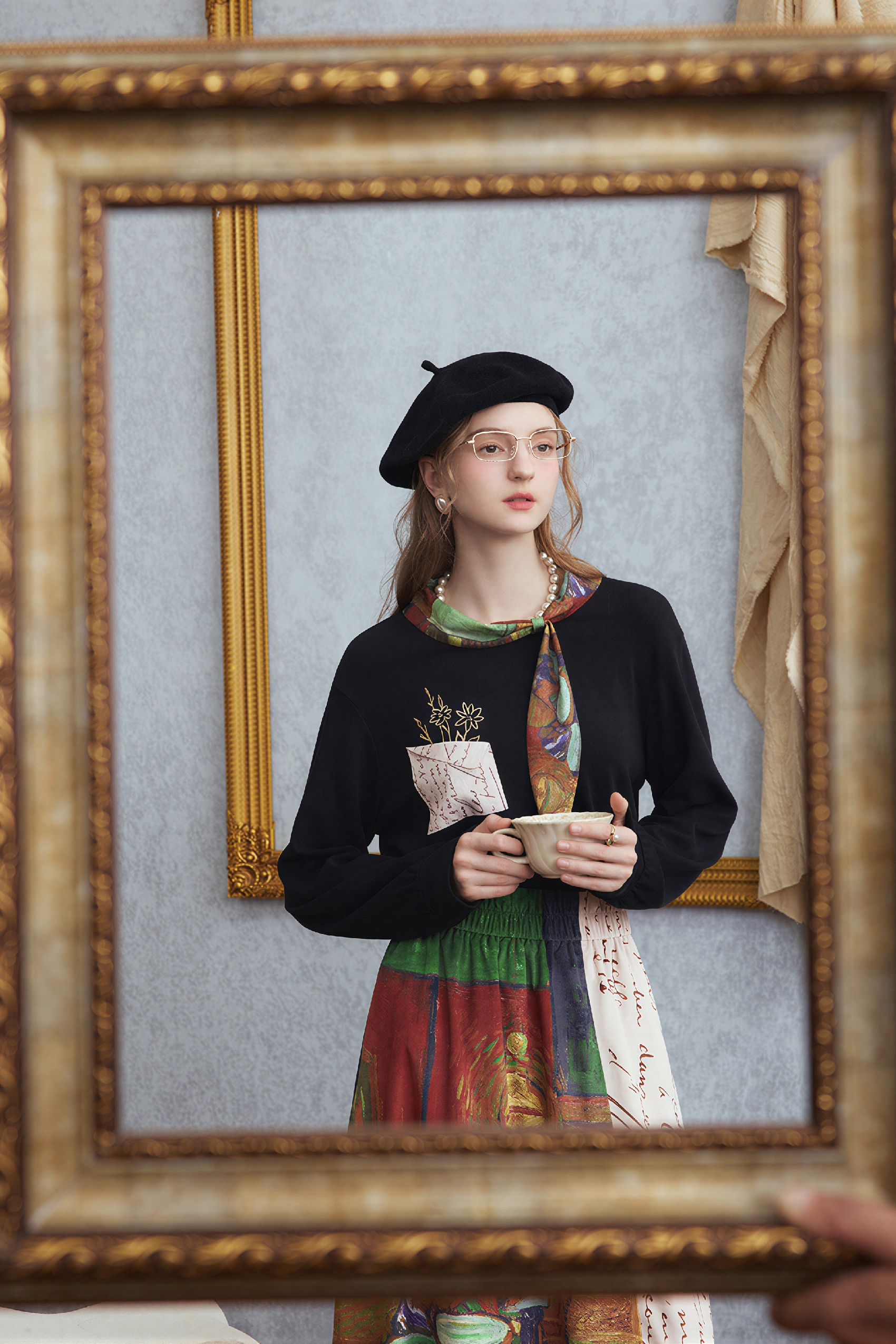 Van Gogh-Inspired Designer Relaxed Sweatshirt Top