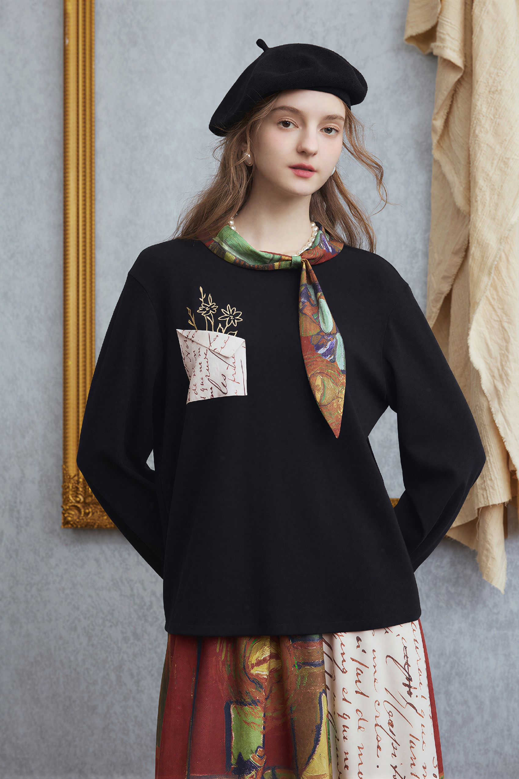 Van Gogh-Inspired Designer Relaxed Sweatshirt Top