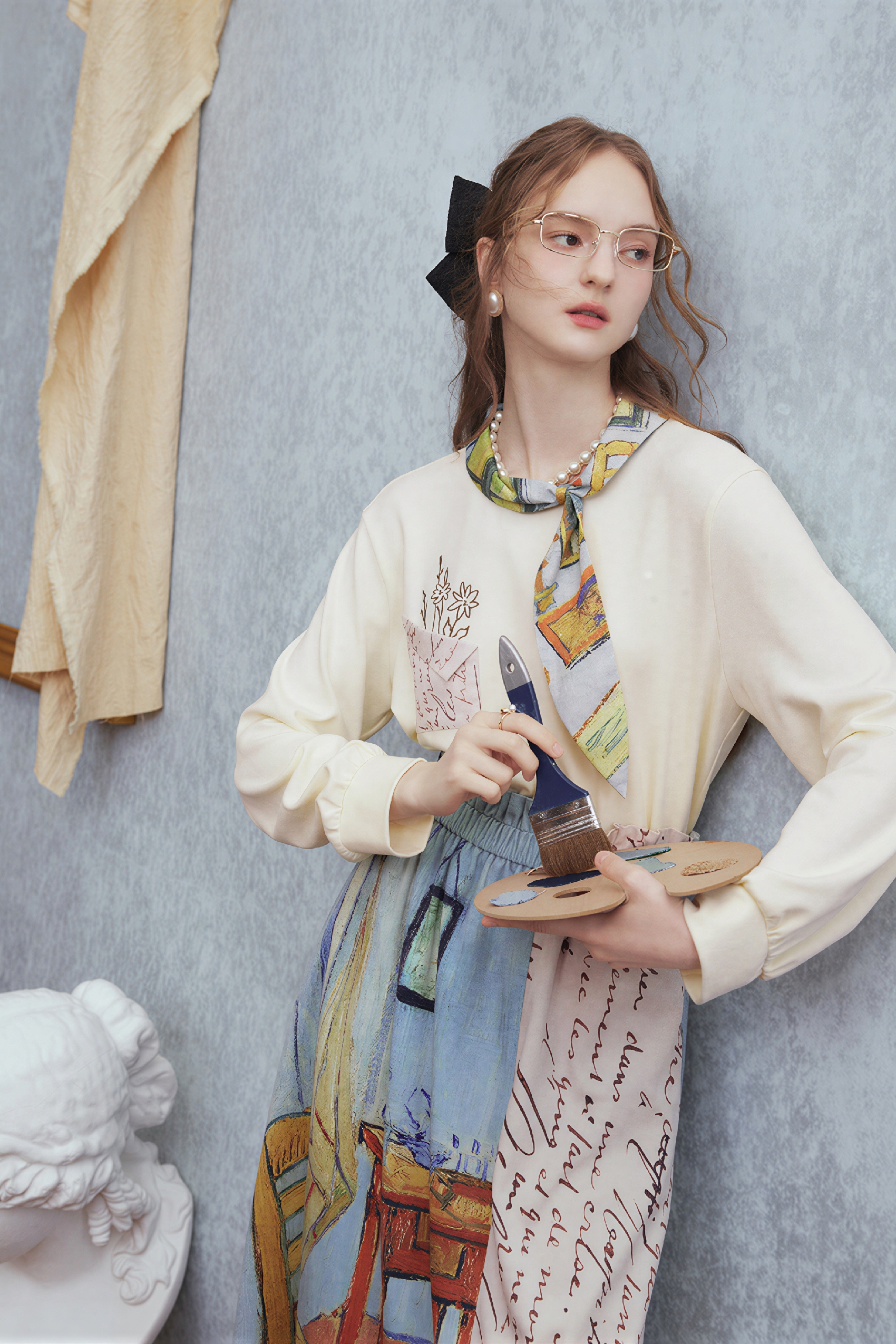 Van Gogh-Inspired Designer Relaxed Sweatshirt Top