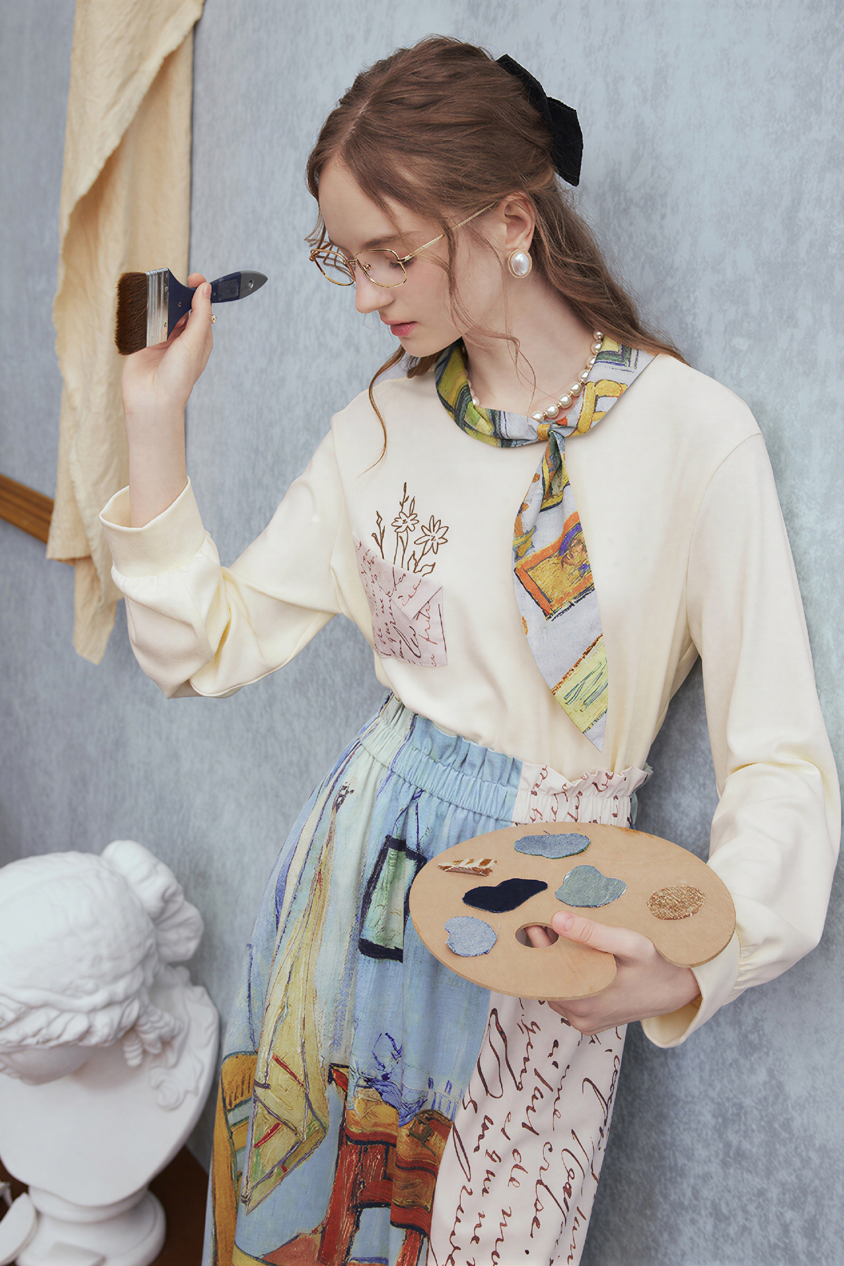 Van Gogh-Inspired Designer Relaxed Sweatshirt Top