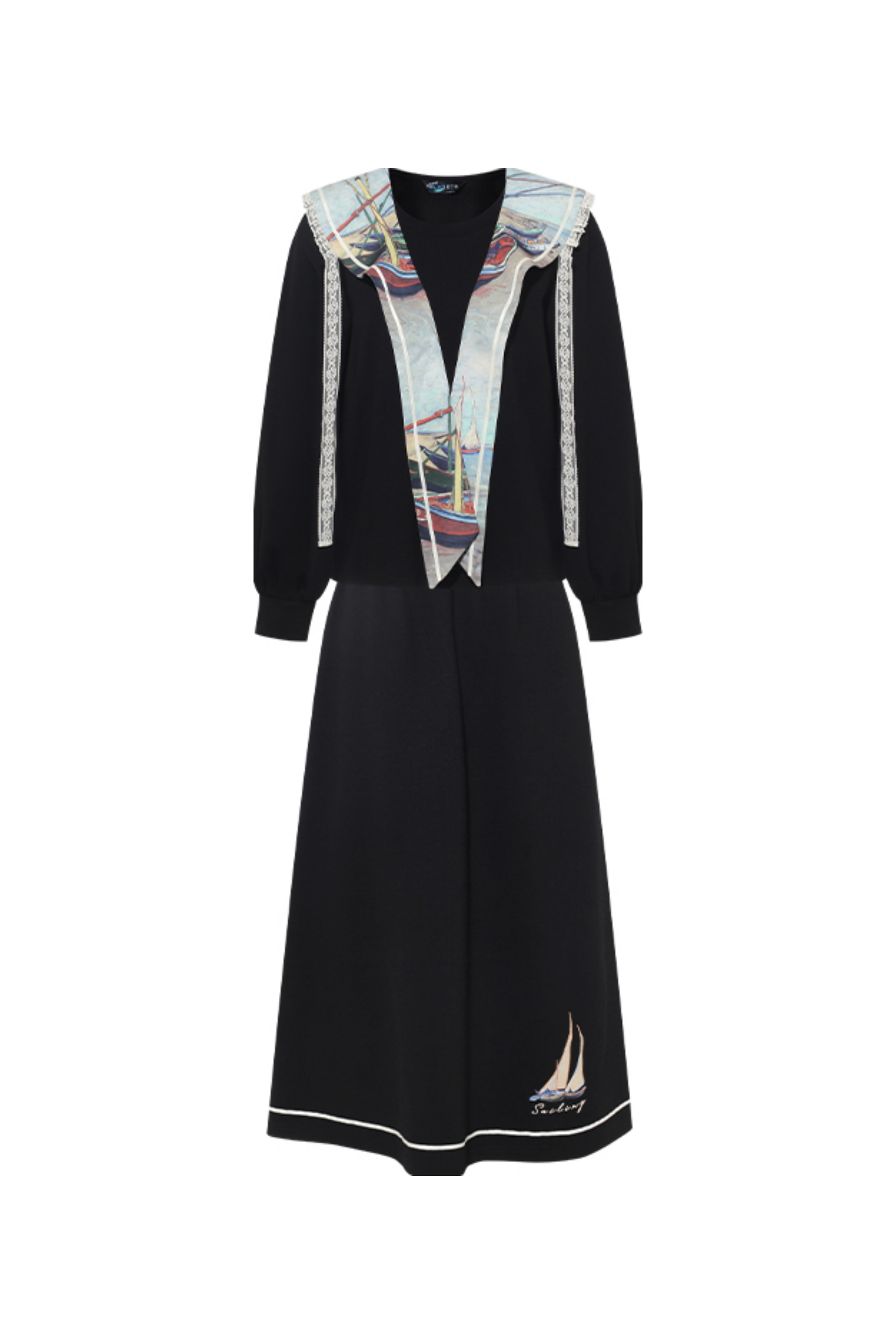 Van Gogh-Inspired High-Waist Skirt Set