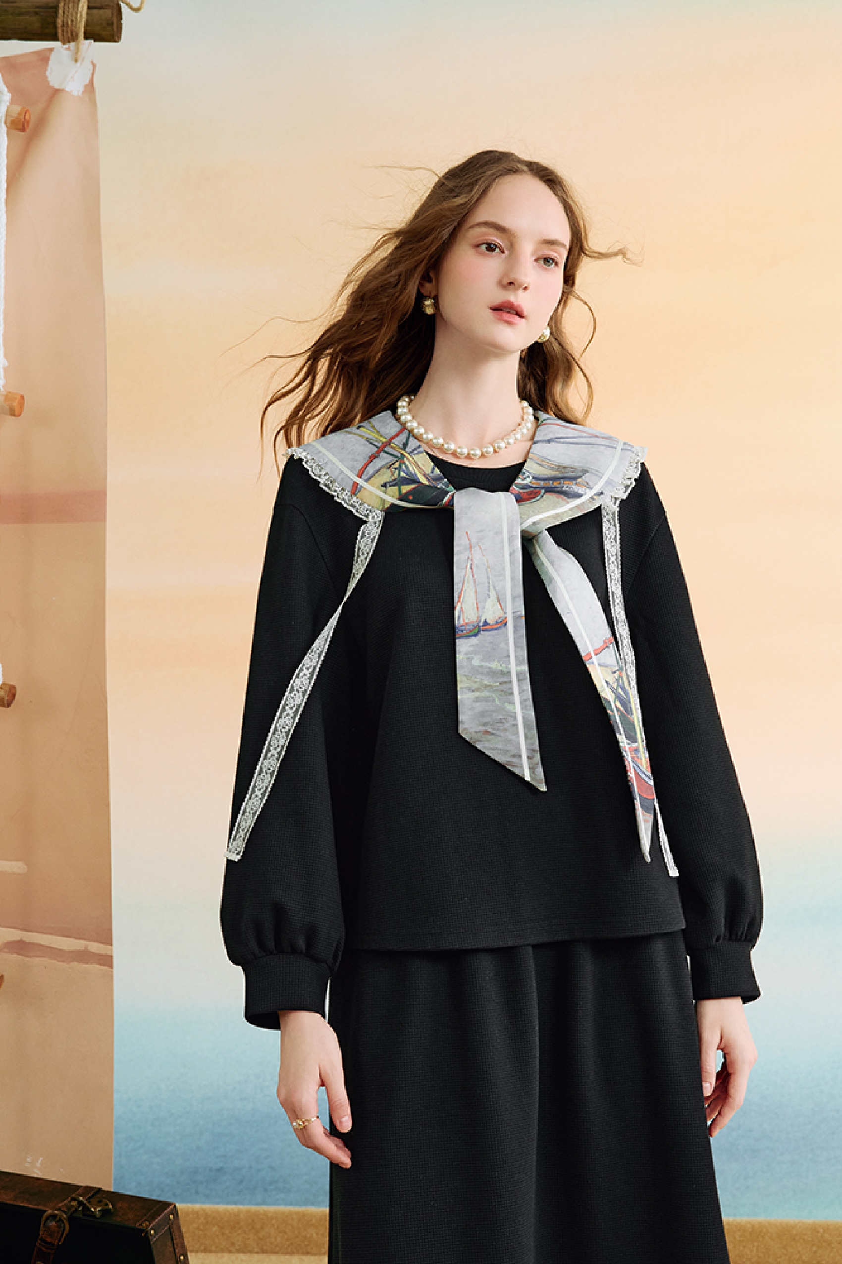 Van Gogh-Inspired High-Waist Skirt Set