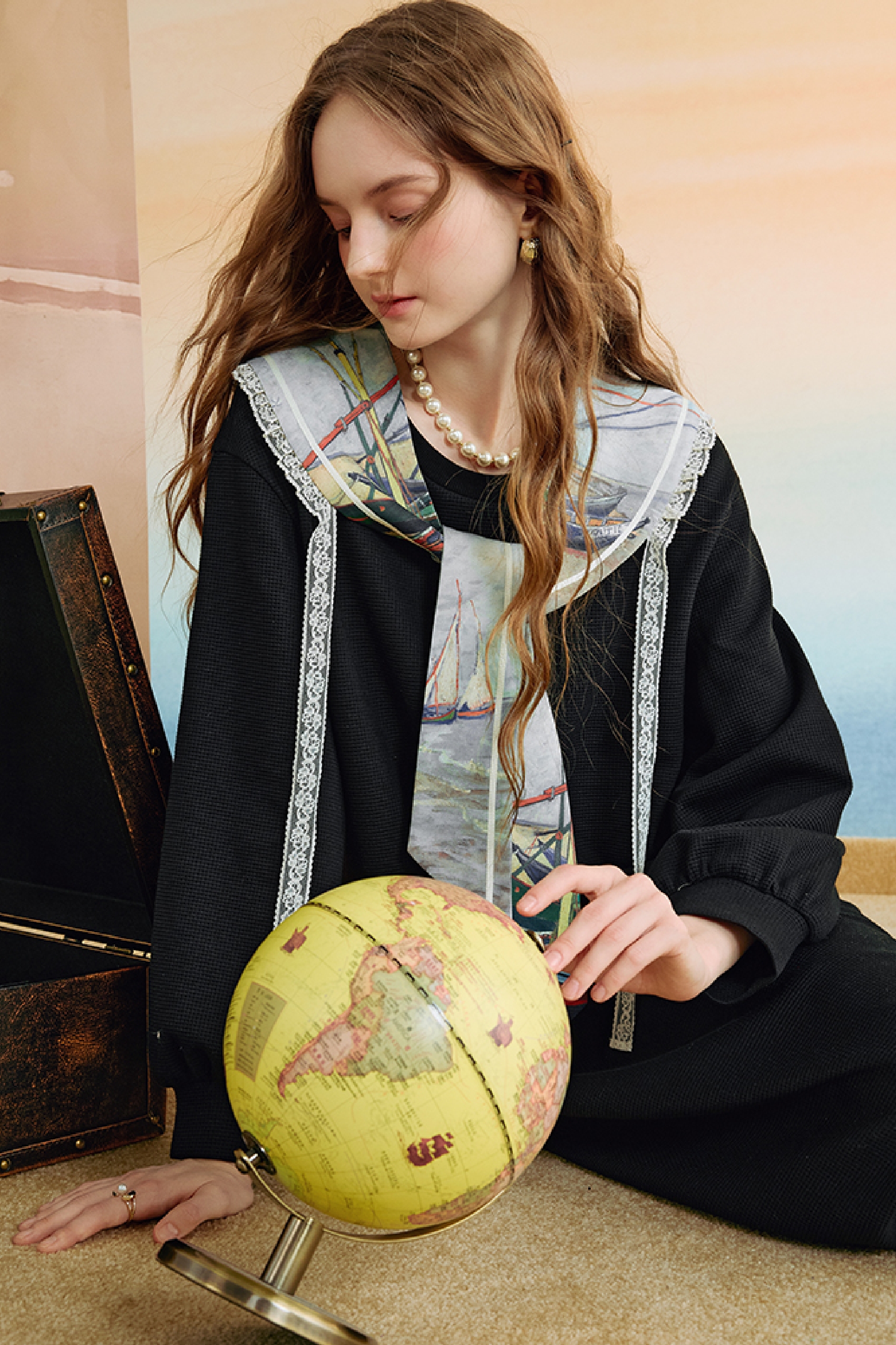 Van Gogh-Inspired High-Waist Skirt Set