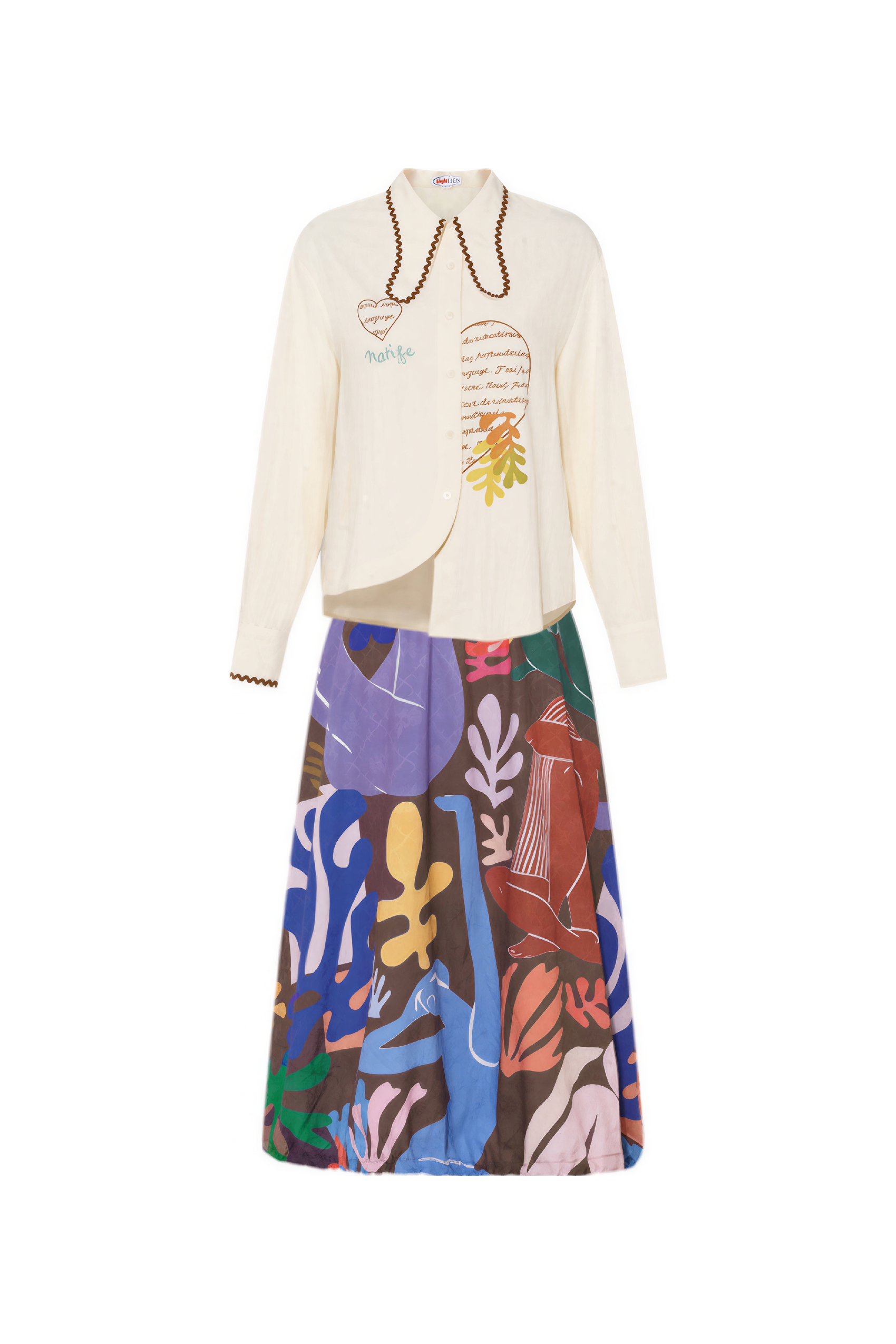 Matisse-Inspired Vintage Shirt & Relaxed Skirt Set
