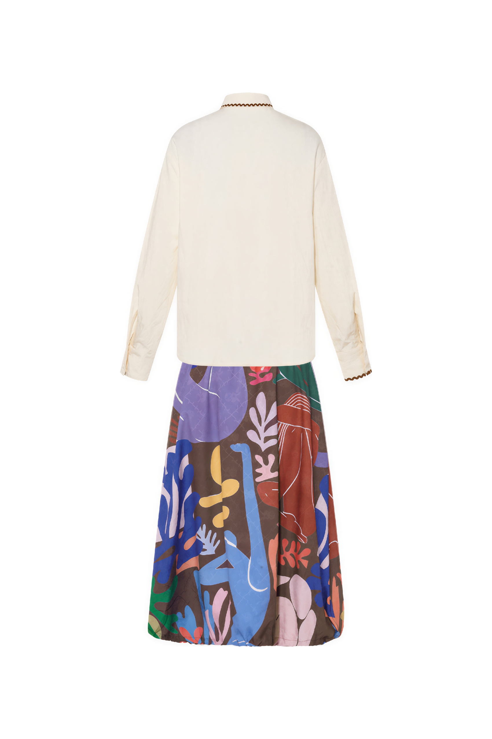 Matisse-Inspired Vintage Shirt & Relaxed Skirt Set