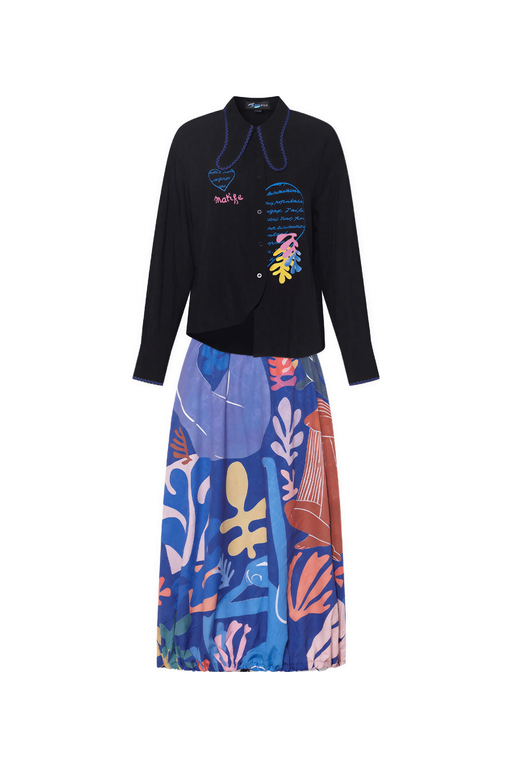 Matisse-Inspired Vintage Shirt & Relaxed Skirt Set
