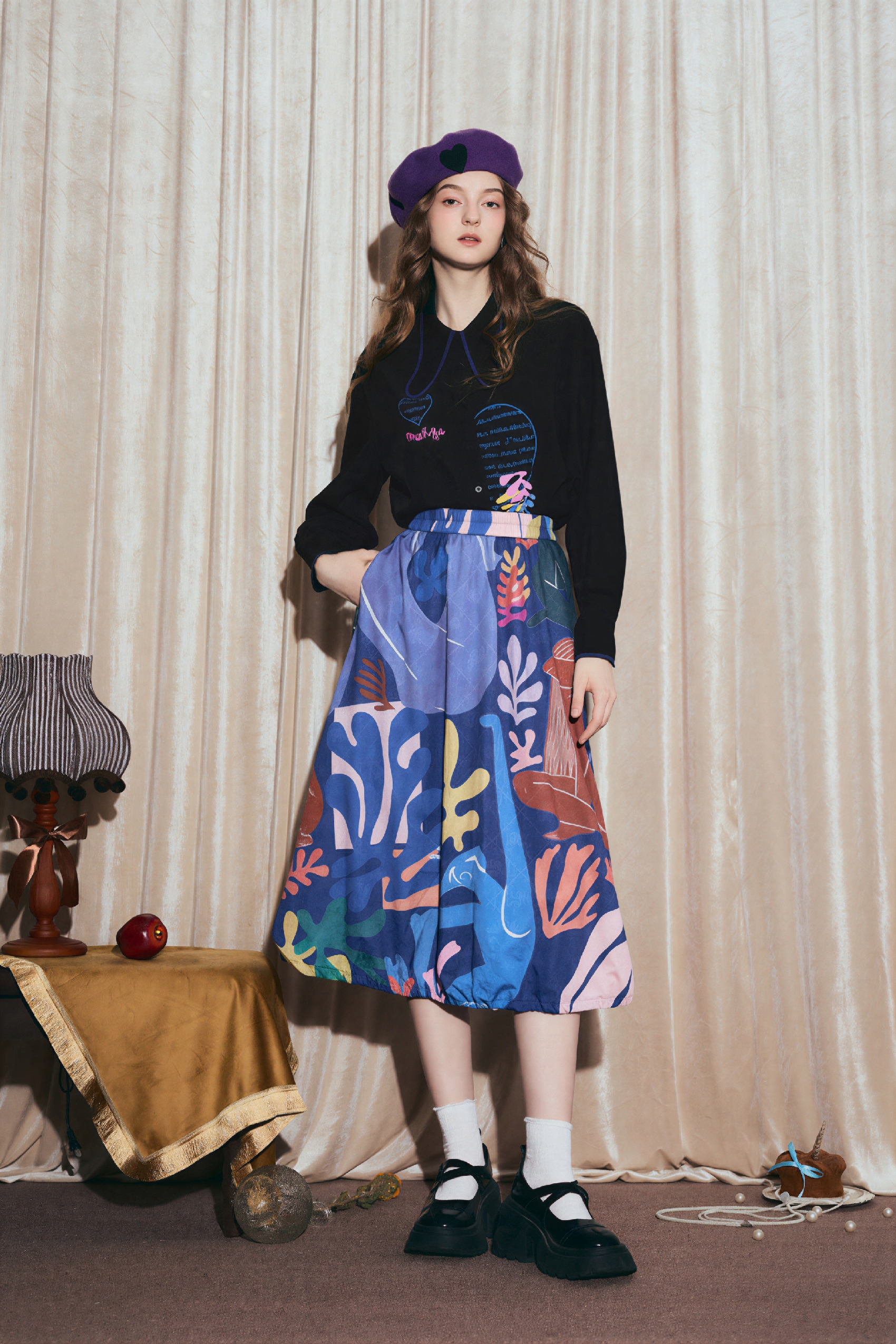 Matisse-Inspired Vintage Shirt & Relaxed Skirt Set