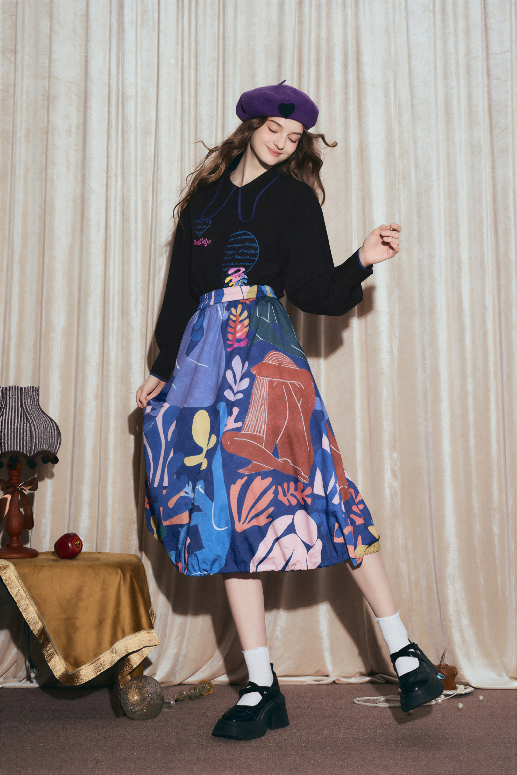 Matisse-Inspired Vintage Shirt & Relaxed Skirt Set