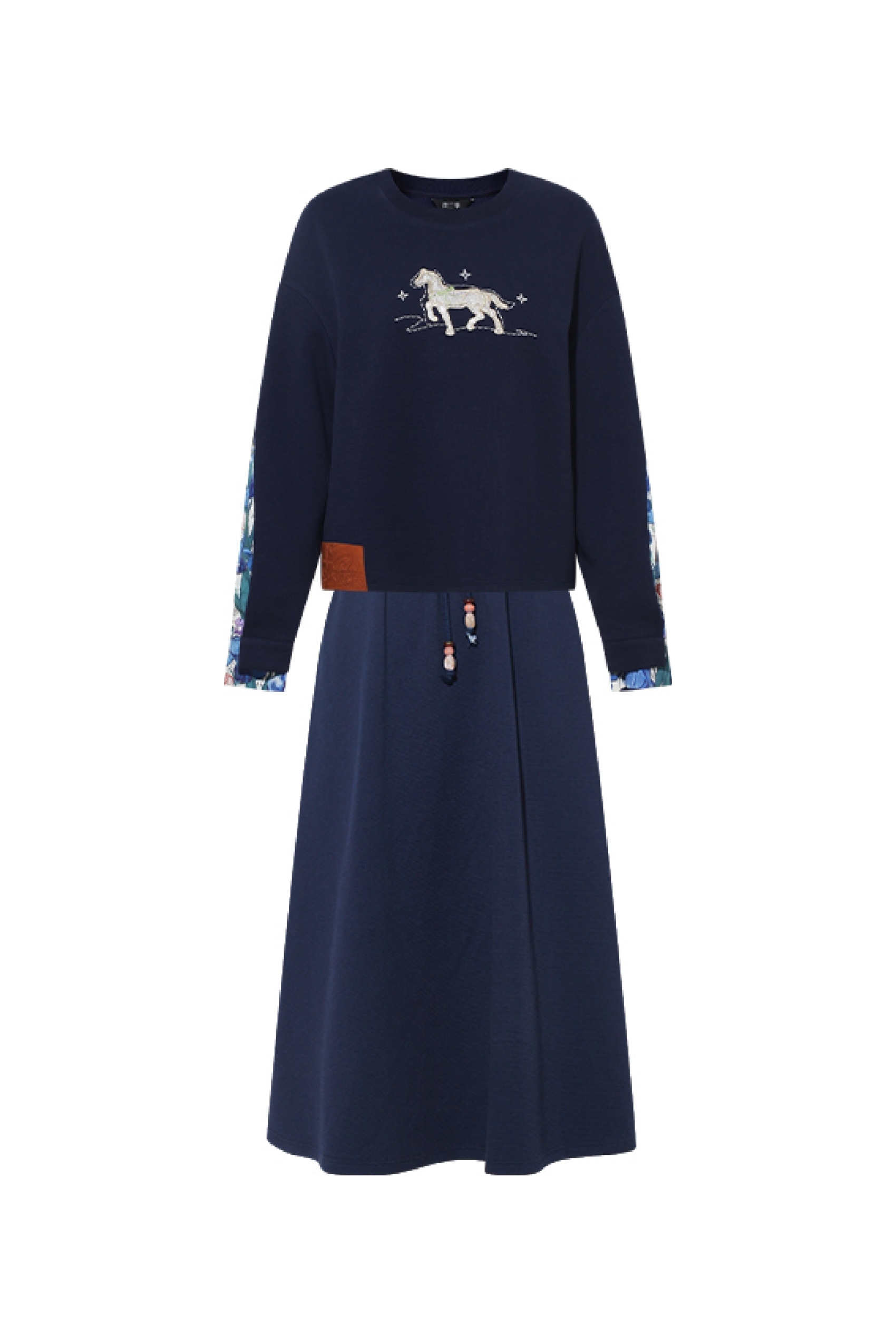 Van Gogh-Inspired Patchwork Sweatshirt Skirt Set